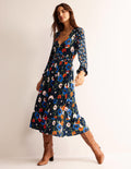 Robe midi pêle-mêle à col V-Mousse d'hiver, Bloomsbury Pop