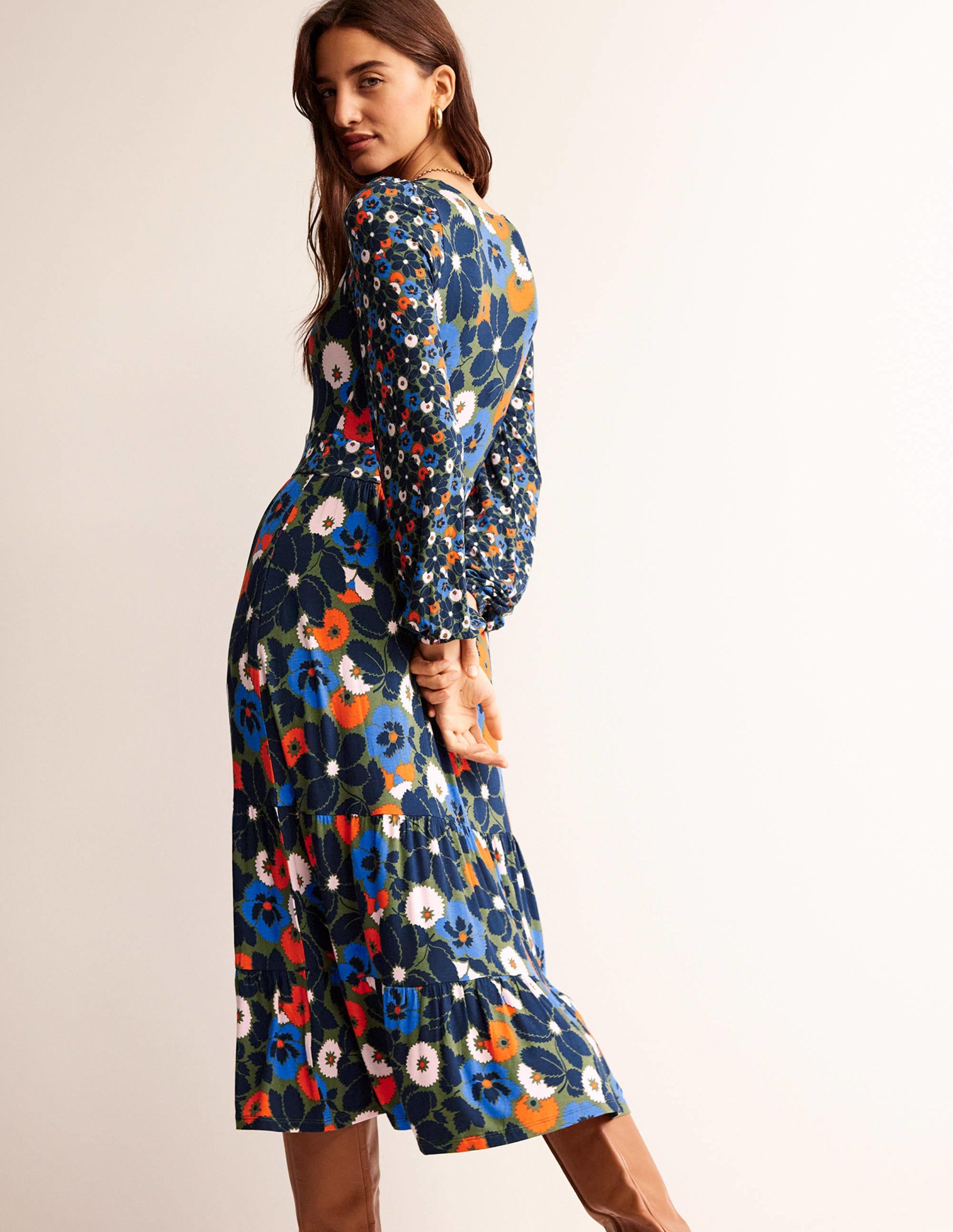 Robe midi pêle-mêle à col V-Mousse d'hiver, Bloomsbury Pop - Image 3
