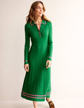 Robe Mollie plissée en maille-Vert, sangria rose