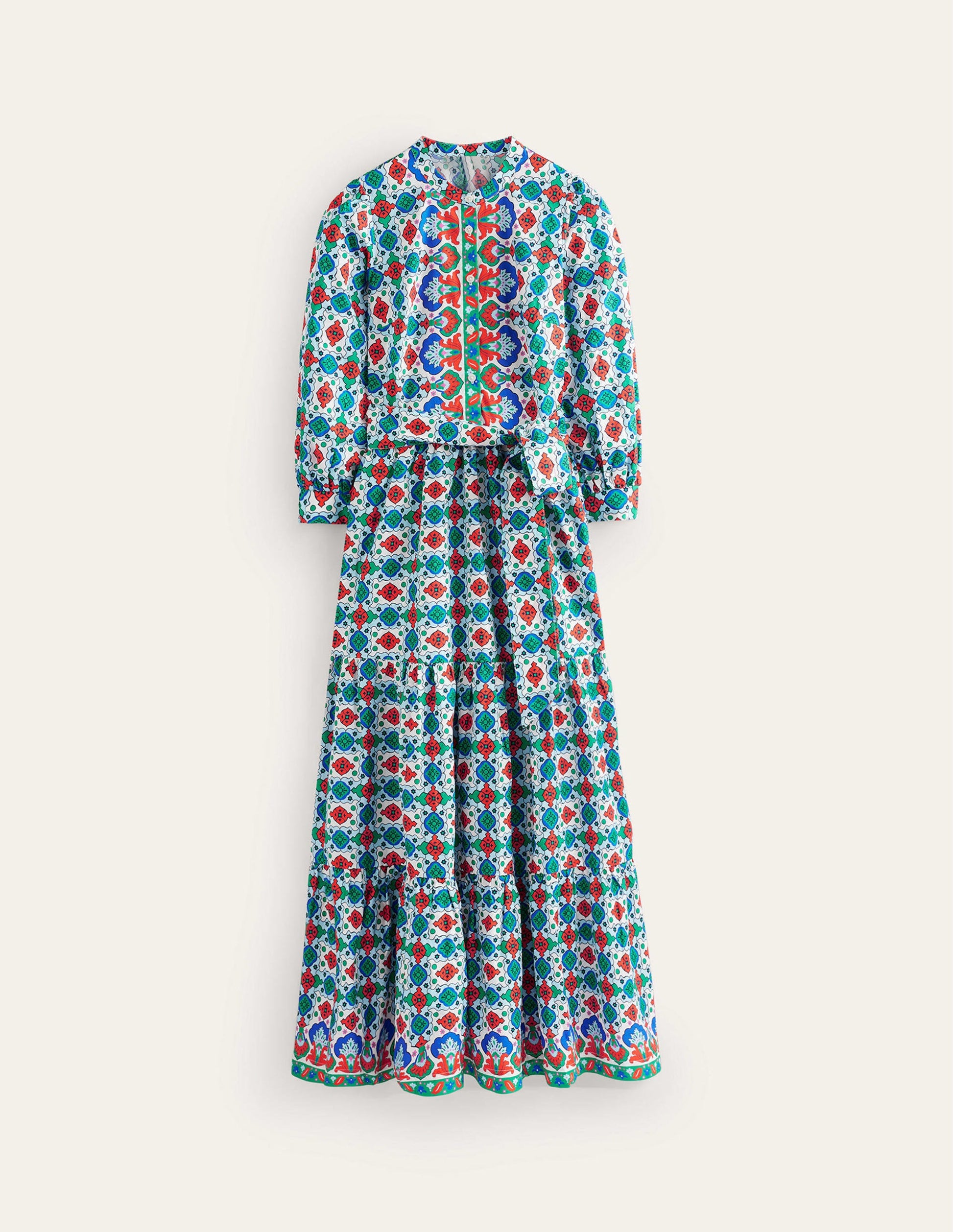 Alba Gestuftes Maxikleid aus Baumwolle-Bunt, Küsten-Kachel-6