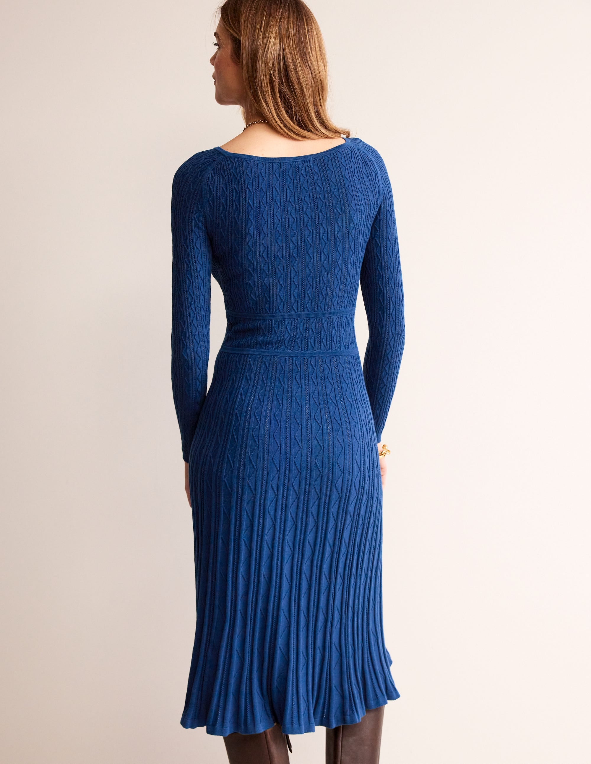 Imogen Empire-Strickkleid-Marineblau Pfingstrose - Image 3
