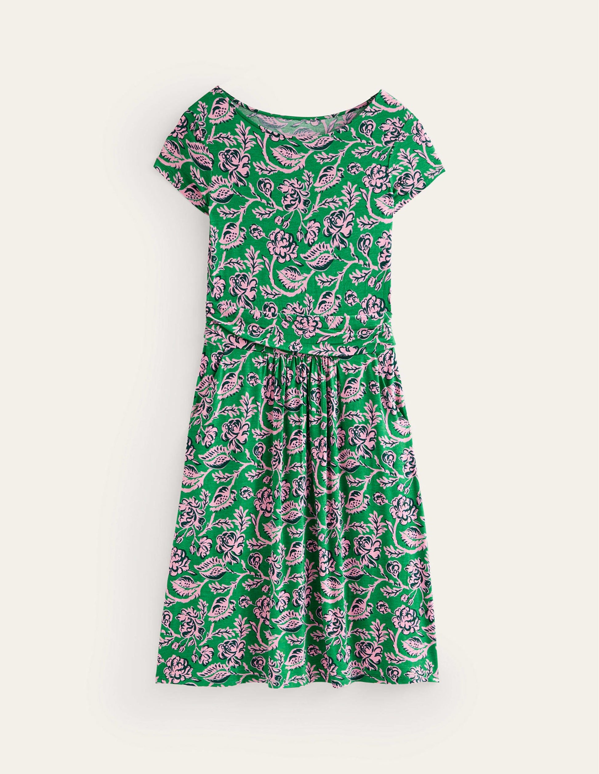 Amelie Jerseykleid-Grünes Tamburin, Puderrosa-6