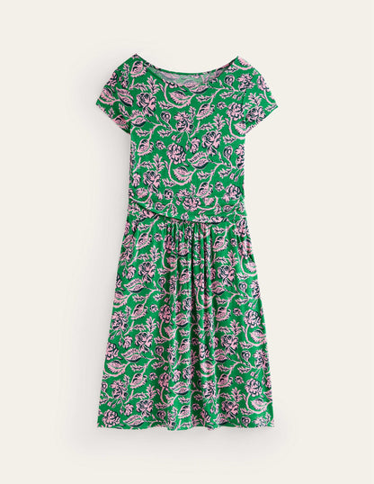 Amelie Jerseykleid-Grünes Tamburin, Puderrosa-6