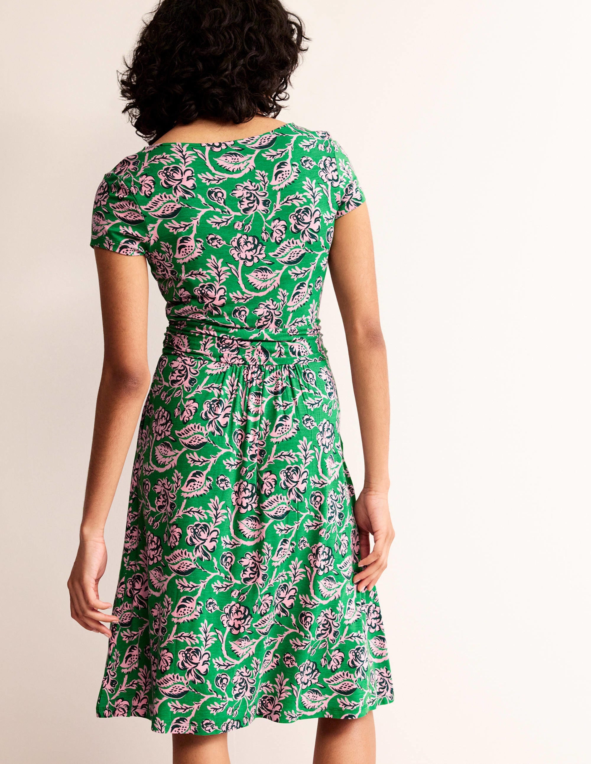 Amelie Jerseykleid-Grünes Tamburin, Puderrosa - Image 4
