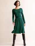 Abigail Jersey Dress-Green, Diamond Terrace