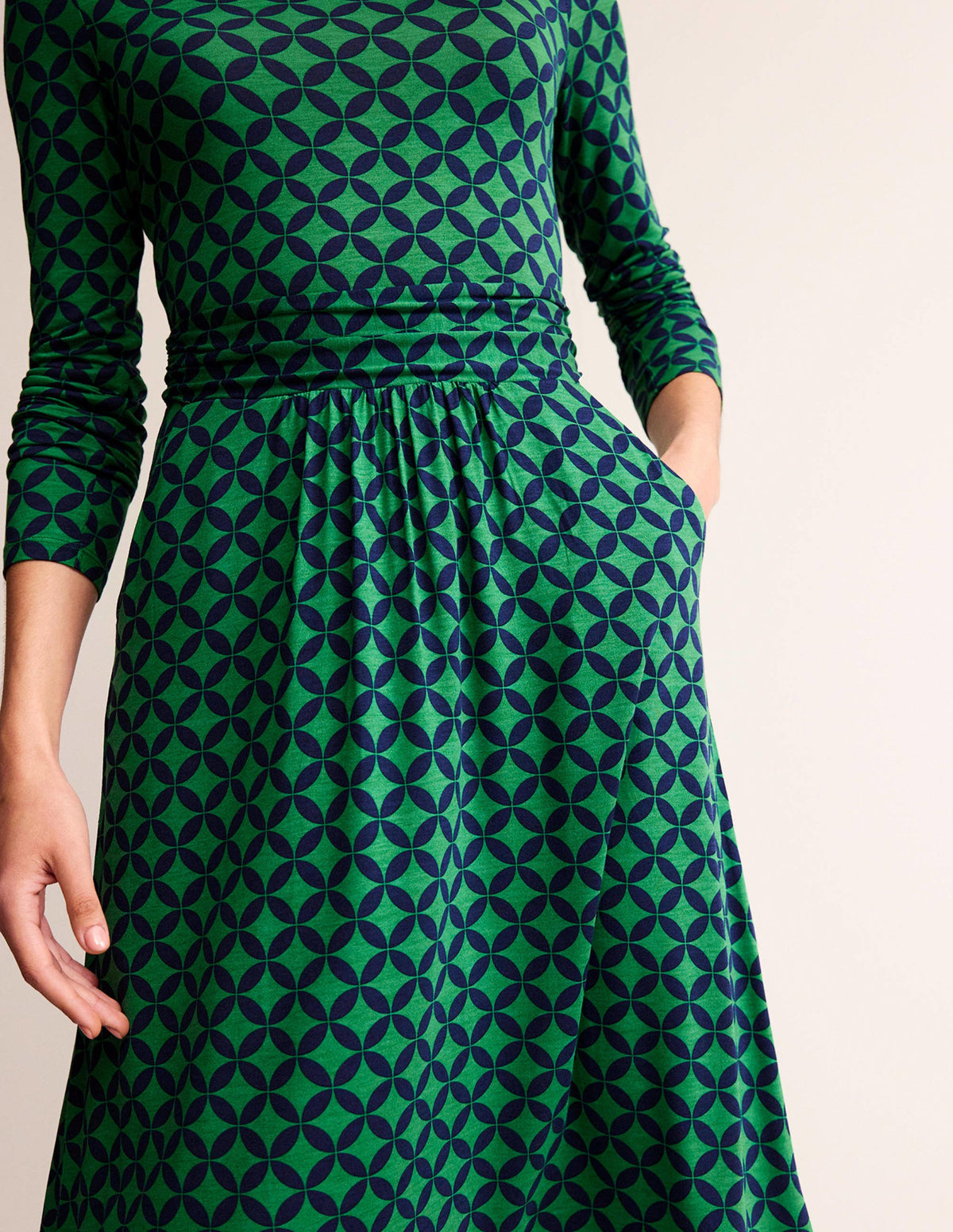 Abigail Jersey Dress-Green, Diamond Terrace - Image 2
