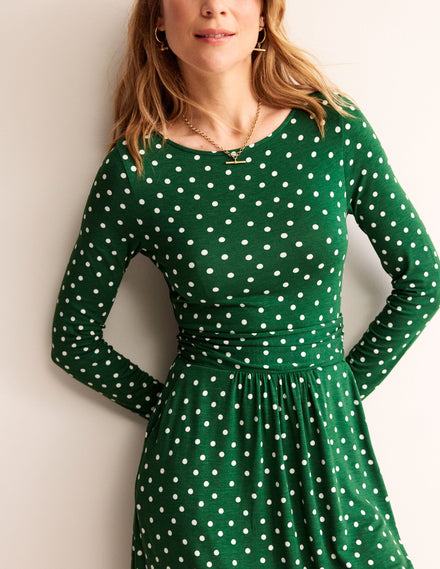 Abigail Jerseykleid-Amazonasgrün, Verstreute Punkte
