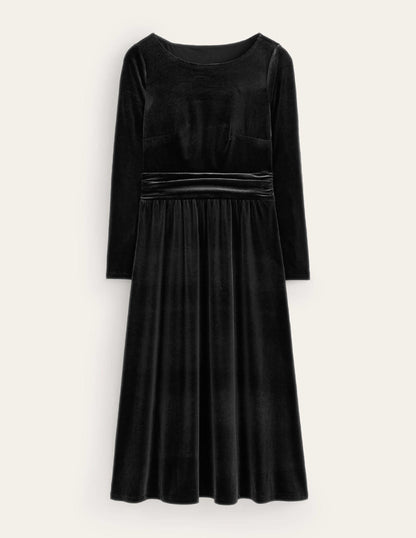 Abigail Midikleid aus Samt-Schwarz-5