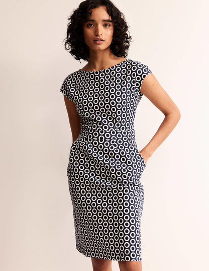 Robe Florrie en jersey-Bleu marine foncé, cercles-1