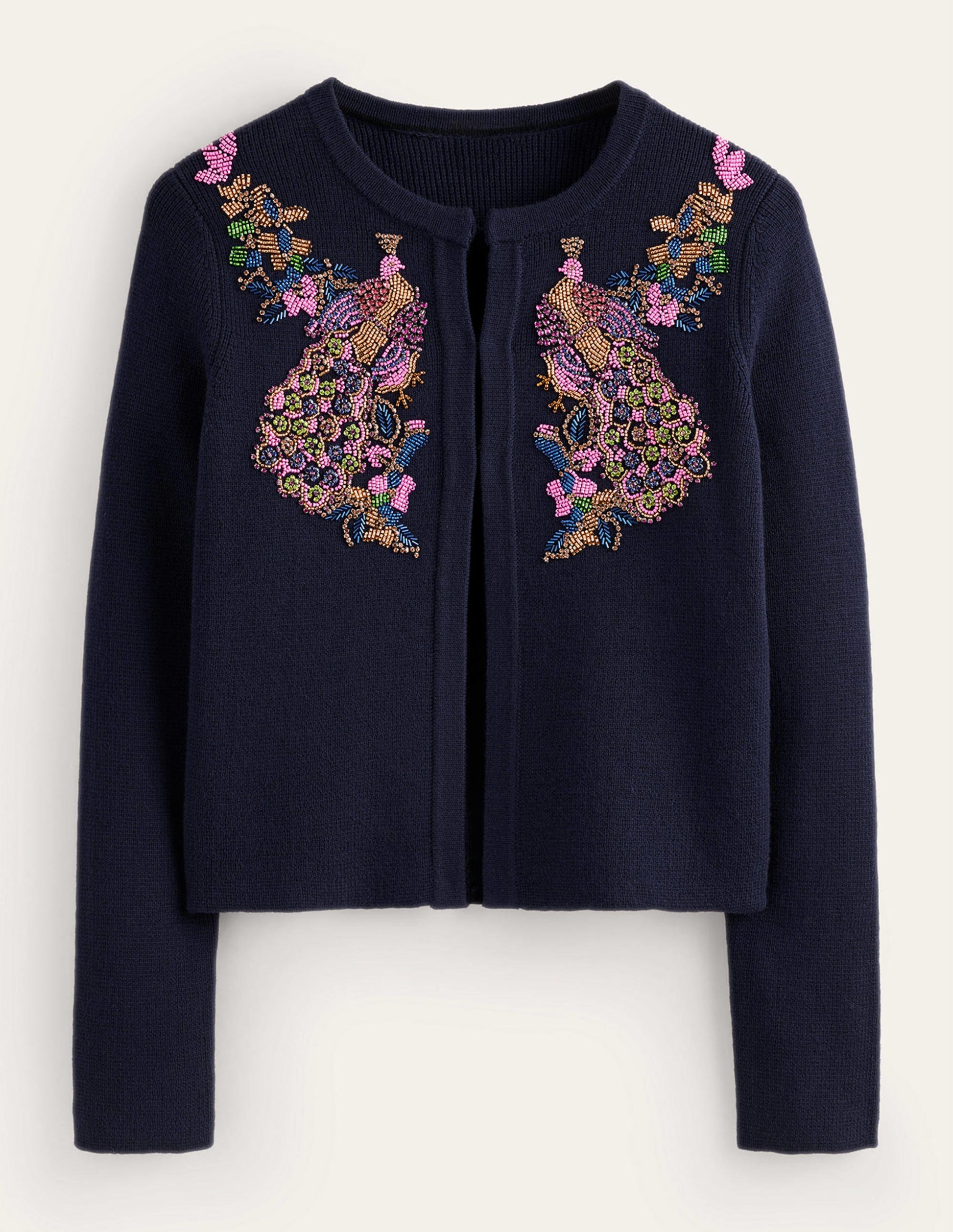 Veste en maille ornementée-Bleu marine-6