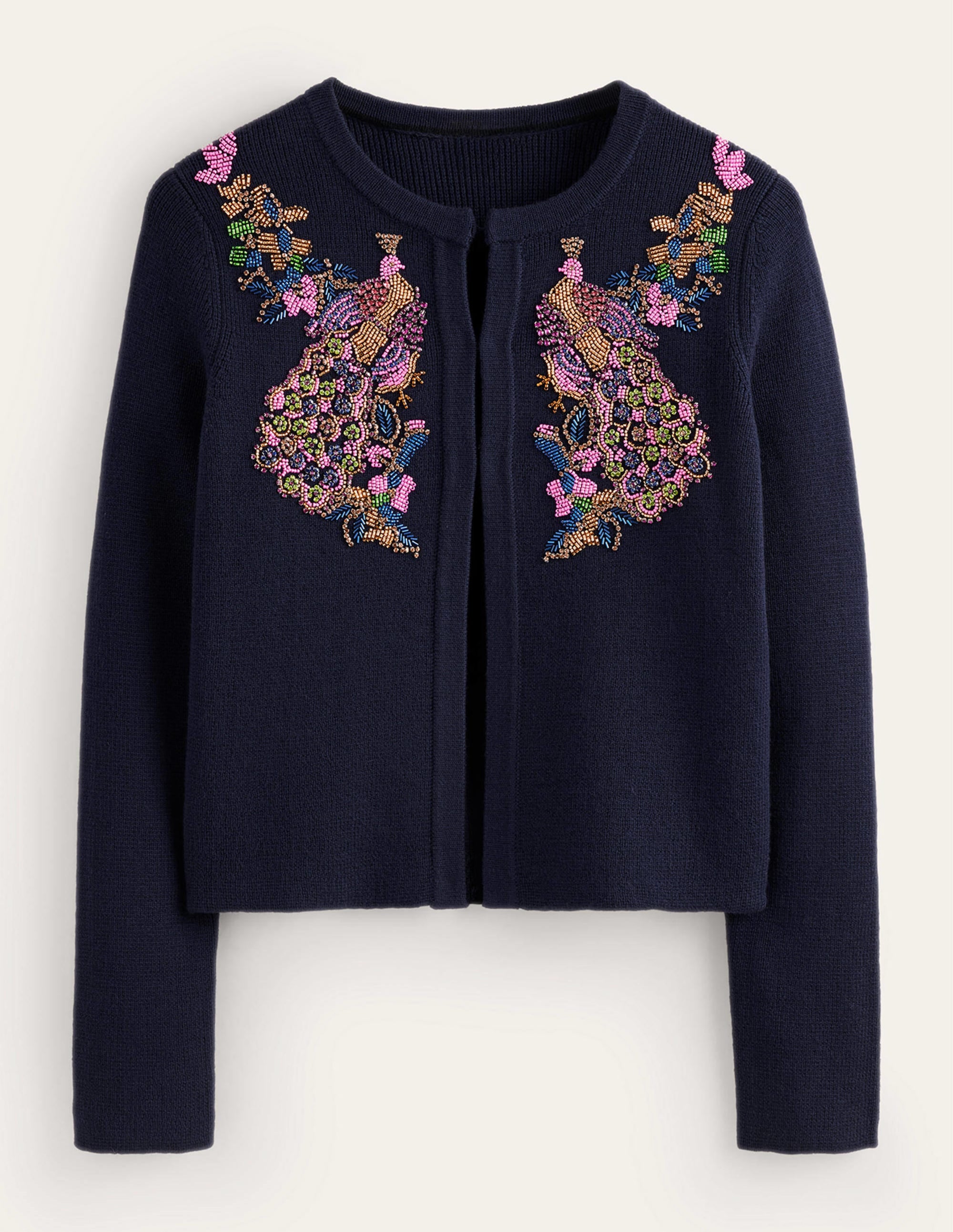 Veste en maille ornementée-Bleu marine - Image 6