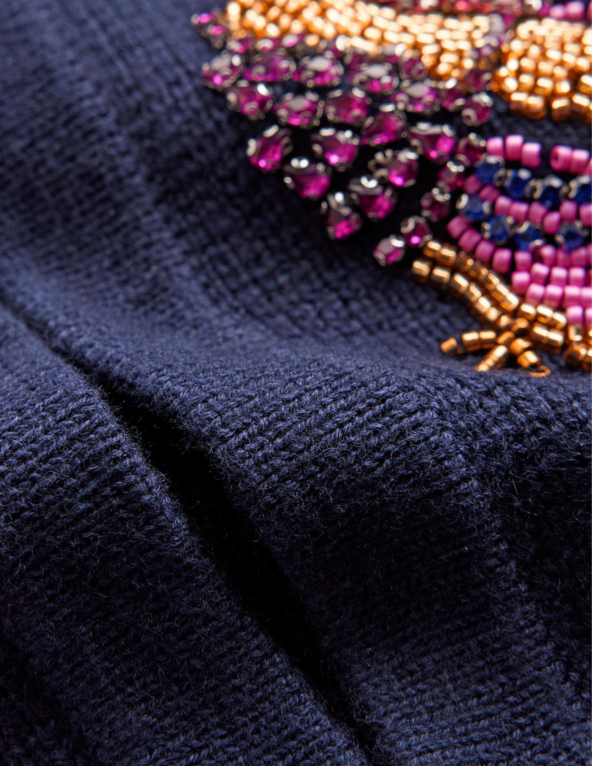 Veste en maille ornementée-Bleu marine - Image 7