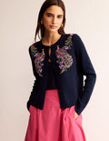 Veste en maille ornementée-Bleu marine