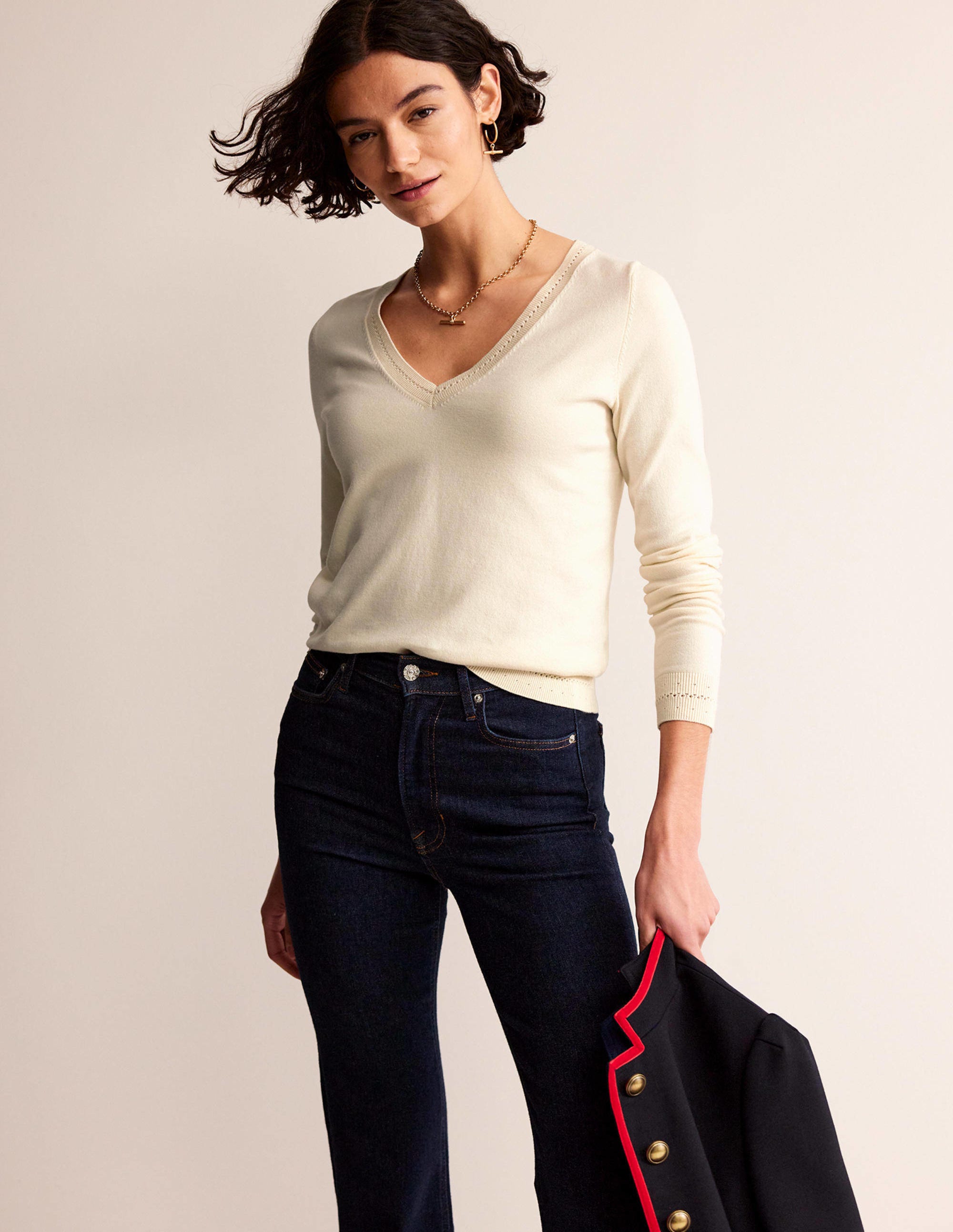 Catriona Pullover aus Baumwolle mit V-Ausschnitt-Black - Image 2