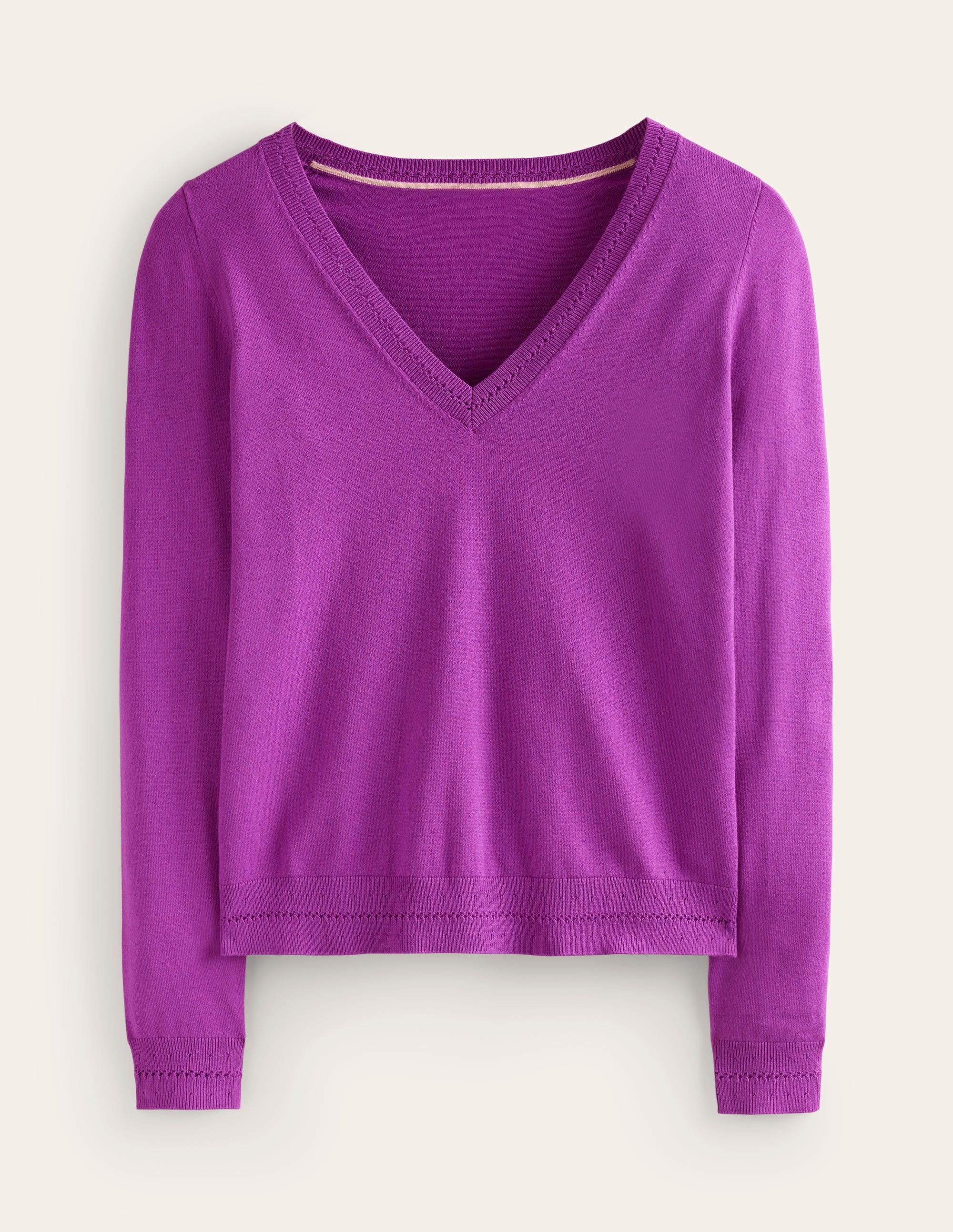 Pull Catriona col V en coton-Hyazinthenviolett - Image 6