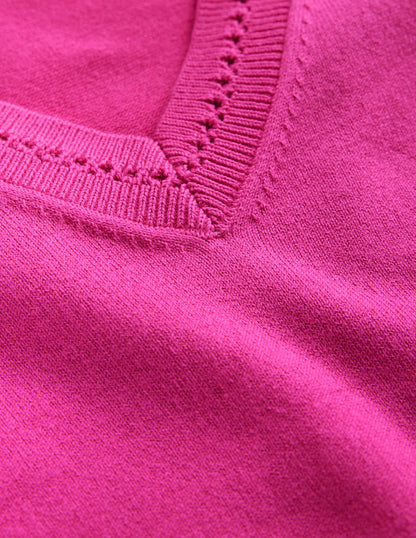 Catriona Pullover aus Baumwolle mit V-Ausschnitt-Rosa, Weltraum