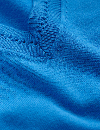 Pull Catriona col V en coton-Leuchtendes Blau-6