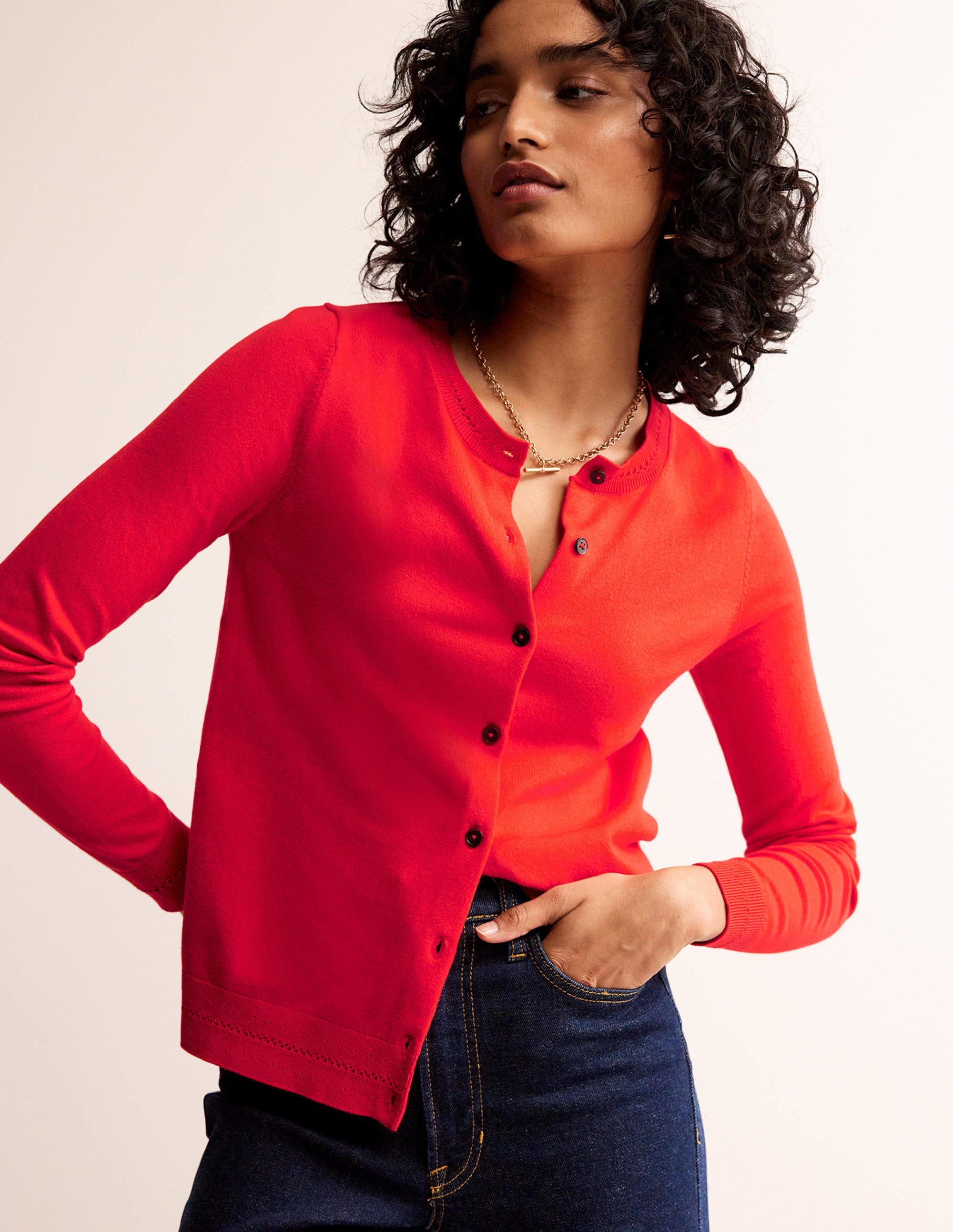 Catriona Cotton Cardigan-Flamenco Red - Image 1