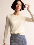 Pull Catriona col rond en coton-Ivoire chaud