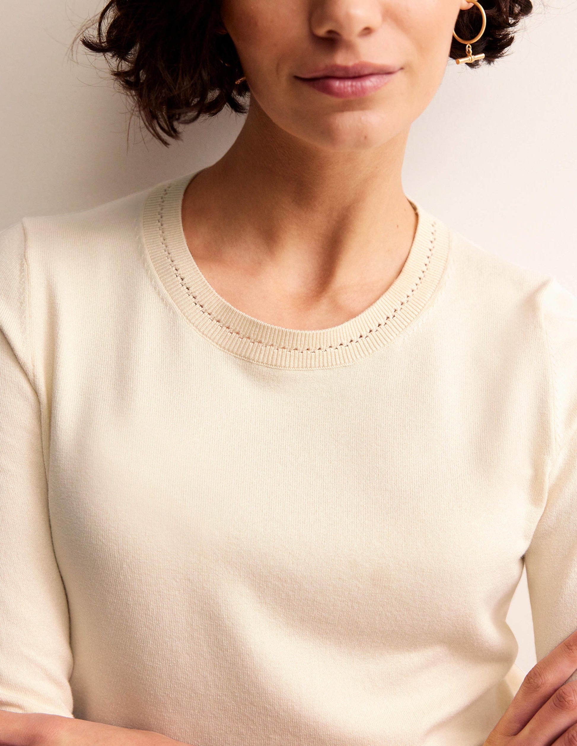 Pull Catriona col rond en coton-Ivoire chaud-2