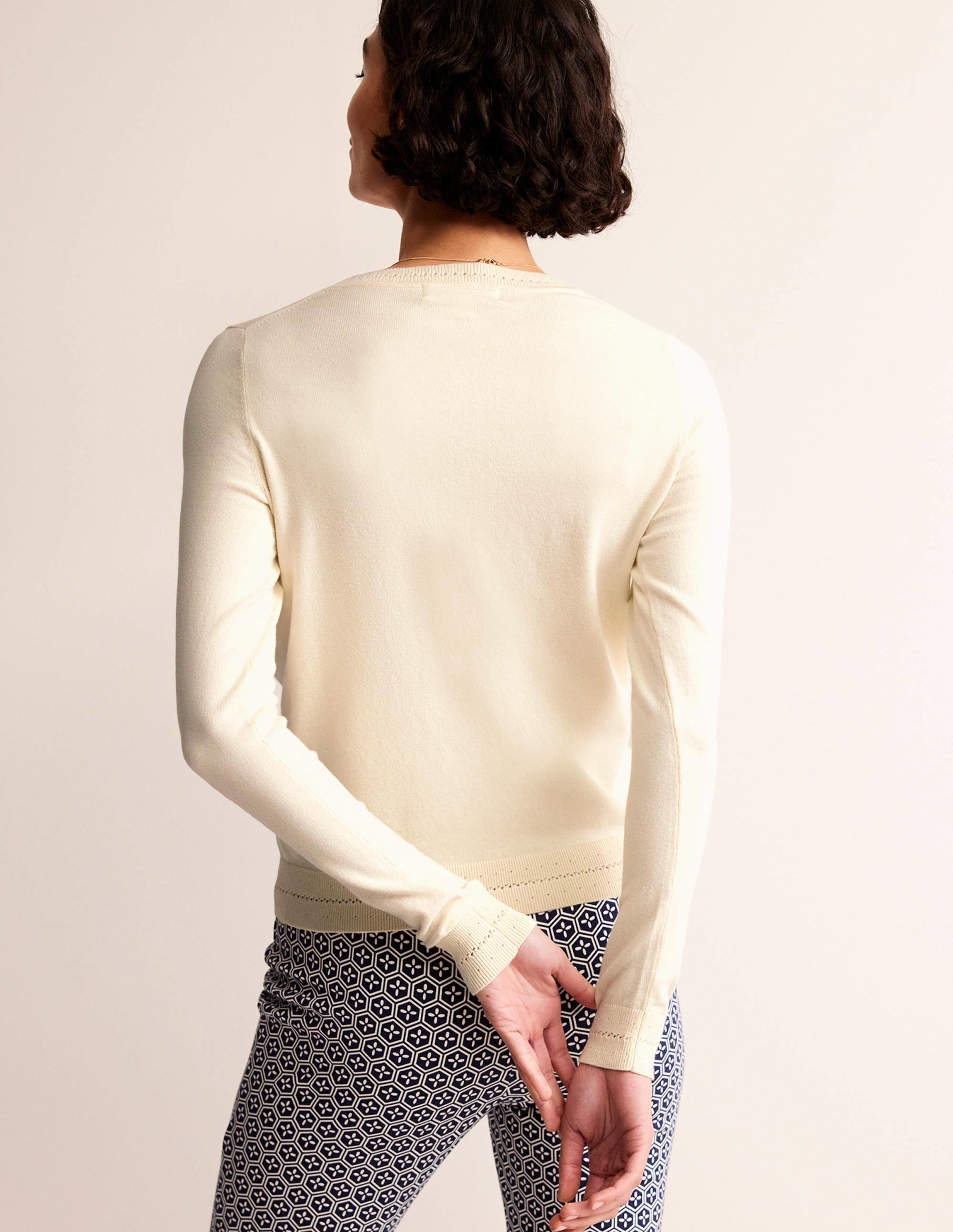 Pull Catriona col rond en coton-Ivoire chaud - Image 3