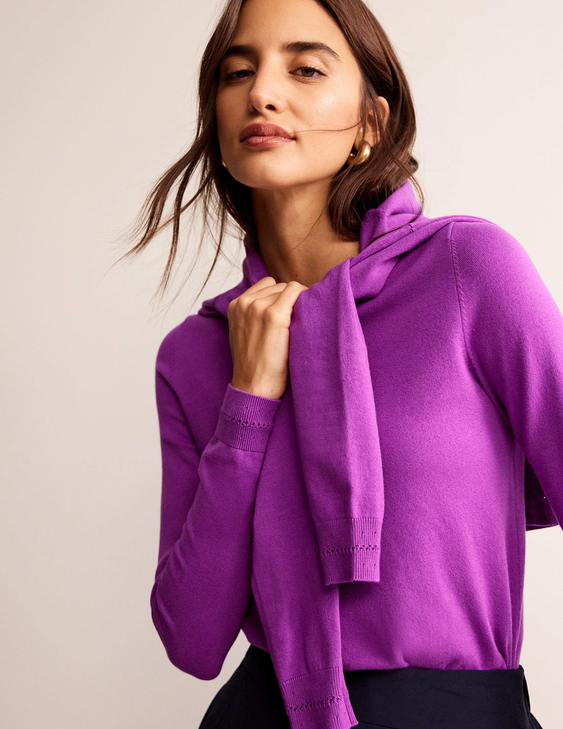Catriona Pullover aus Baumwolle mit Rundhalsausschnitt-Edelsteinviolett-1