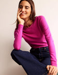 Pull Catriona col rond en coton-Rose cosmos