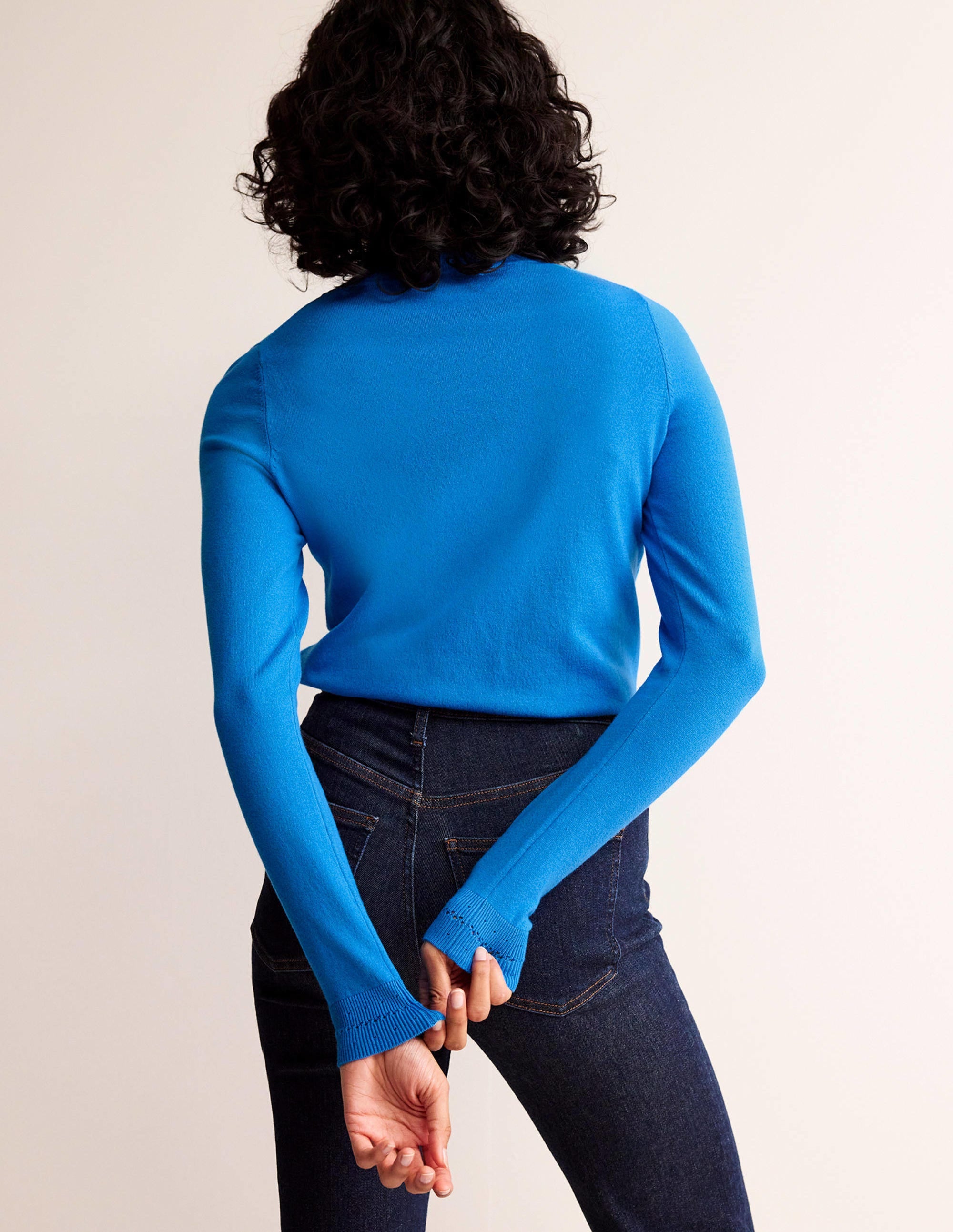 Pull Catriona col rond en coton-Leuchtendes Blau - Image 4