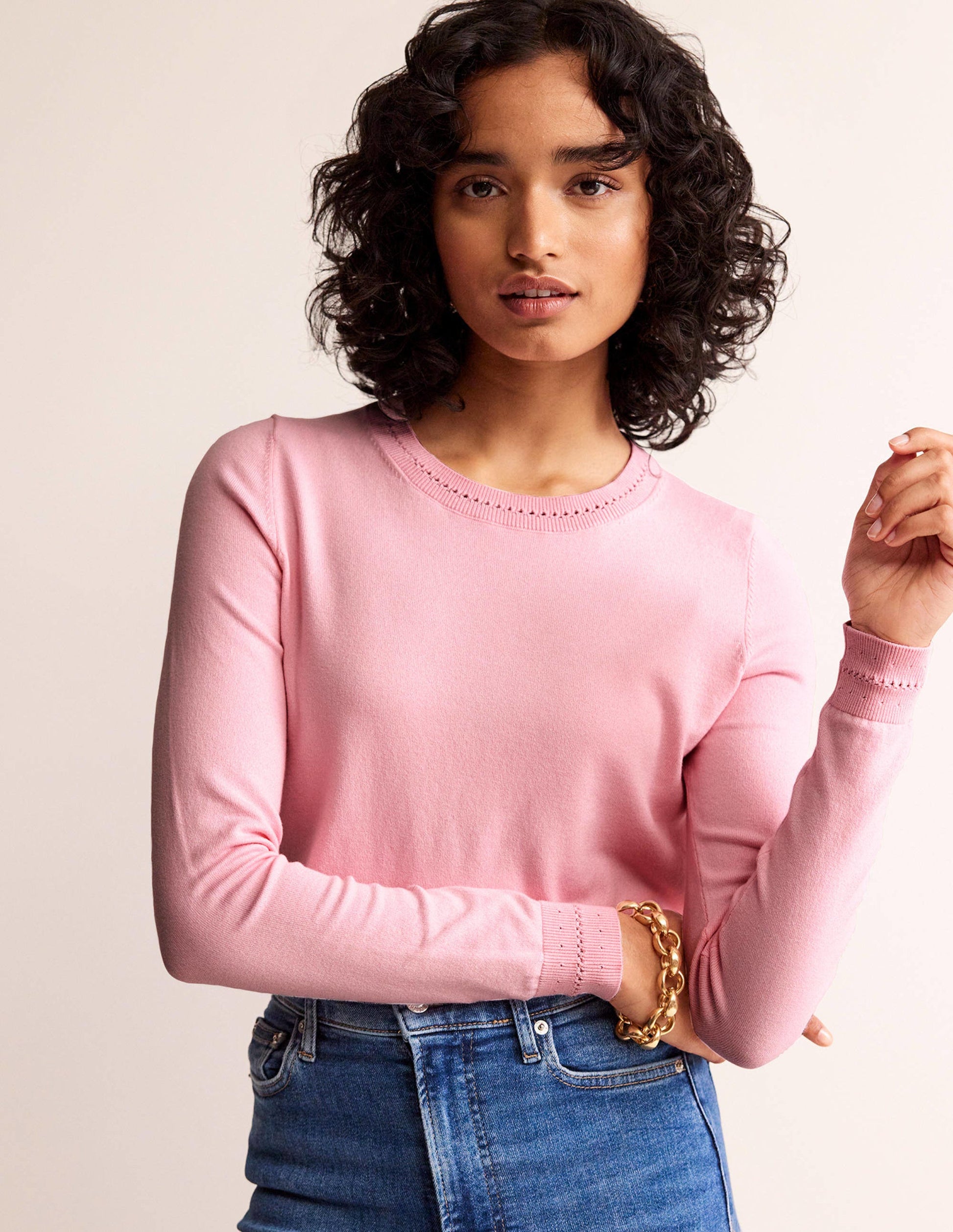 Catriona Pullover aus Baumwolle mit Rundhalsausschnitt-Orchideenrosa-2