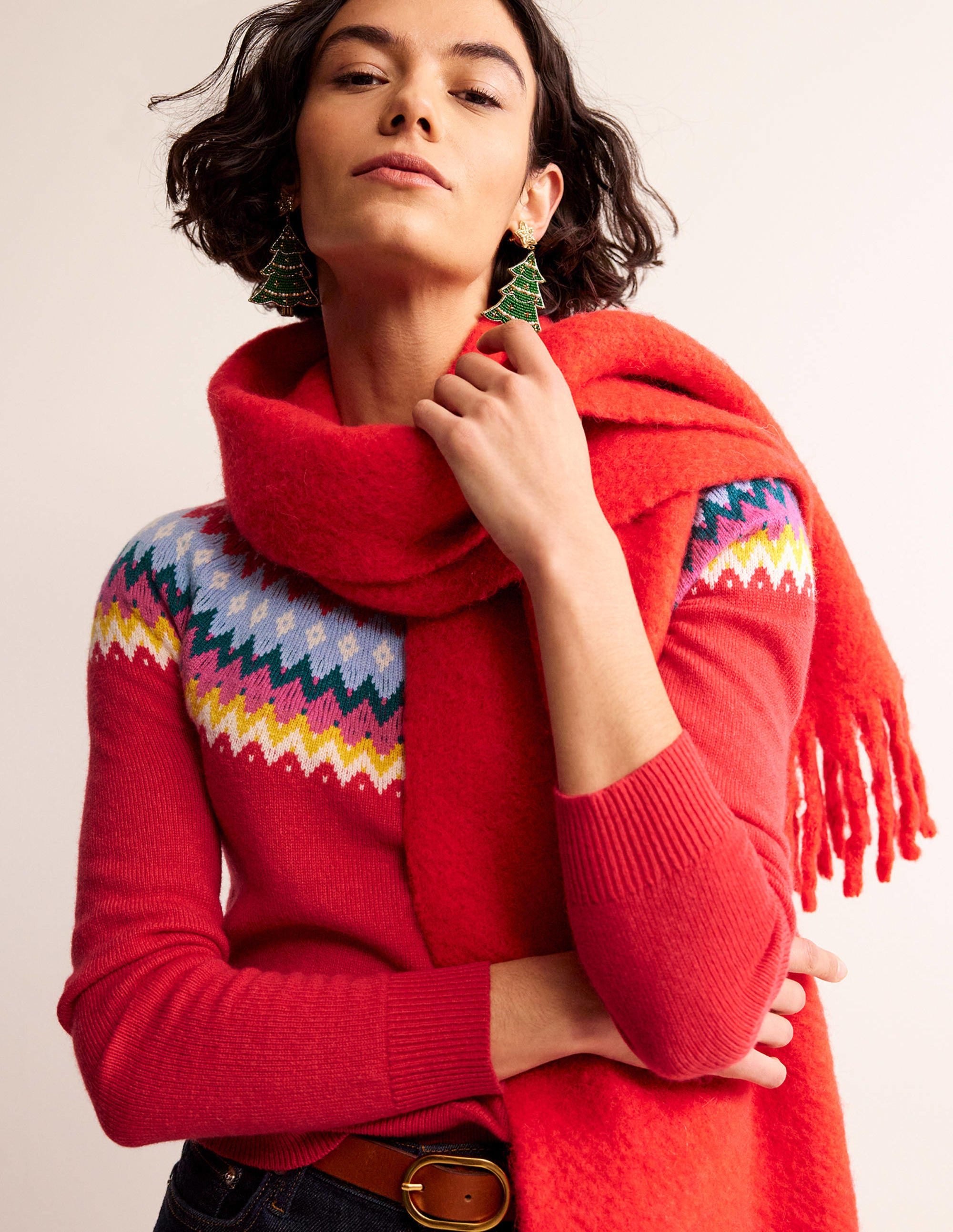 Edie Fair Isle Jumper-Poppy Red - Image 1