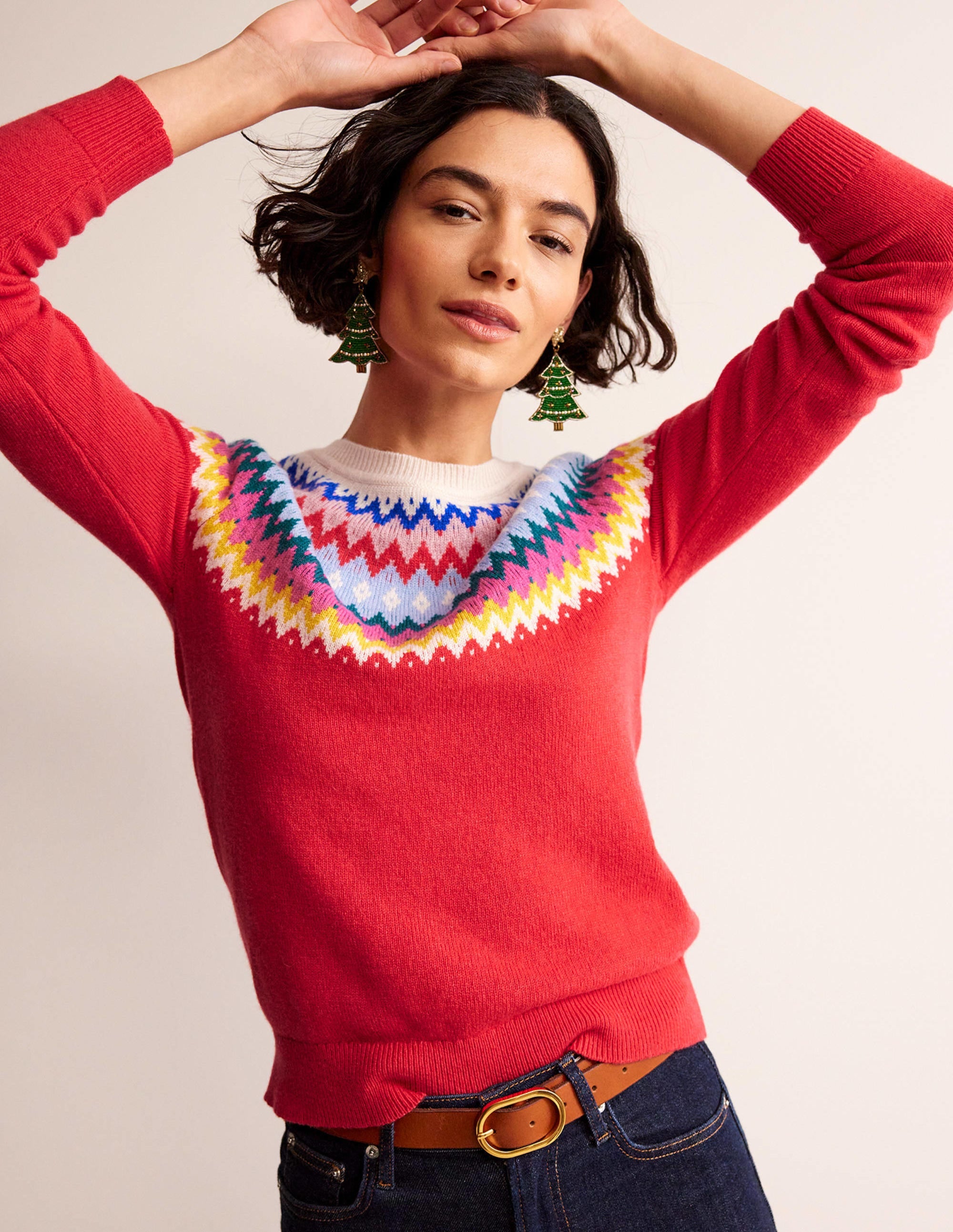 Edie Fair Isle Jumper-Poppy Red - Image 2