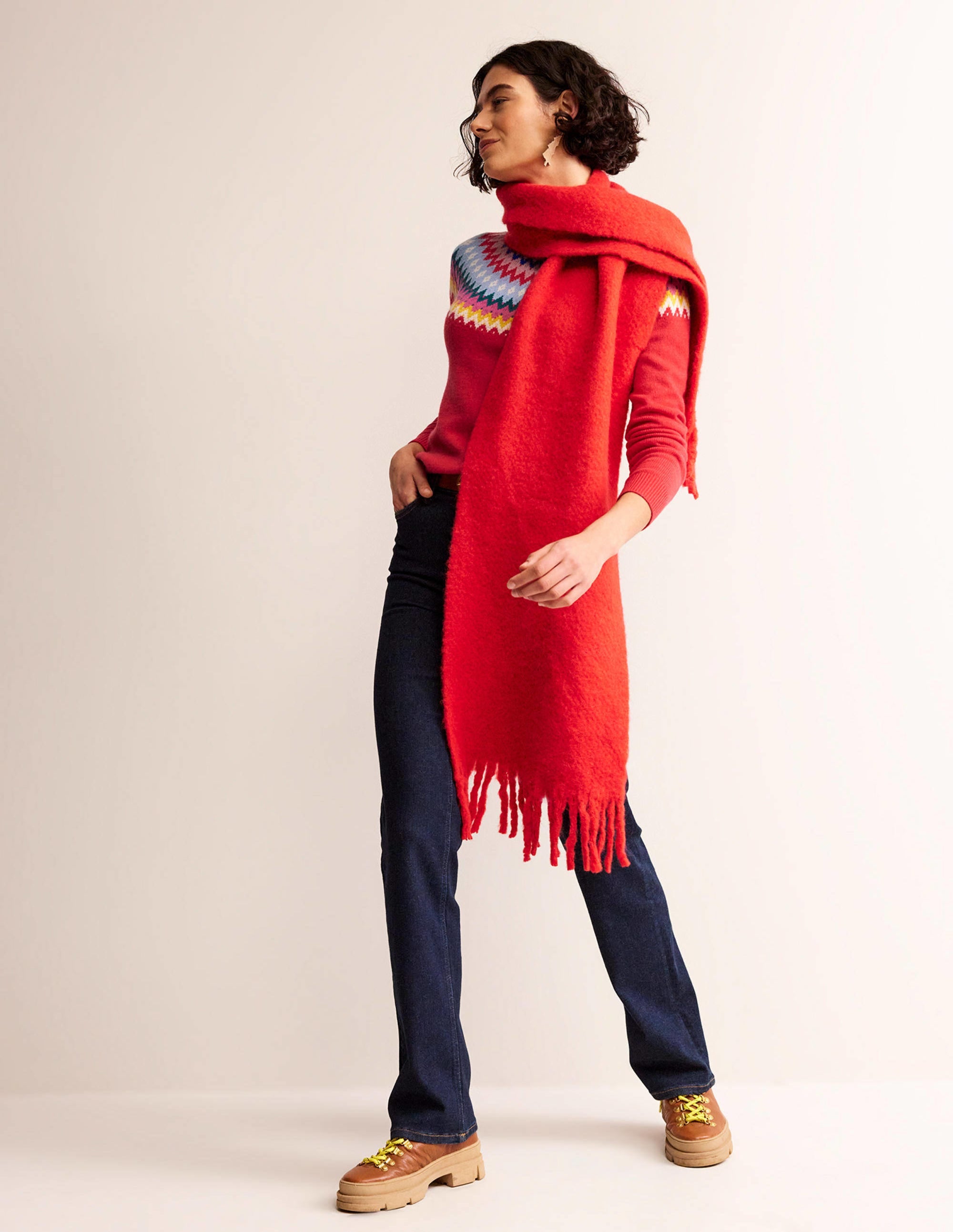 Edie Fair Isle Jumper-Poppy Red - Image 4