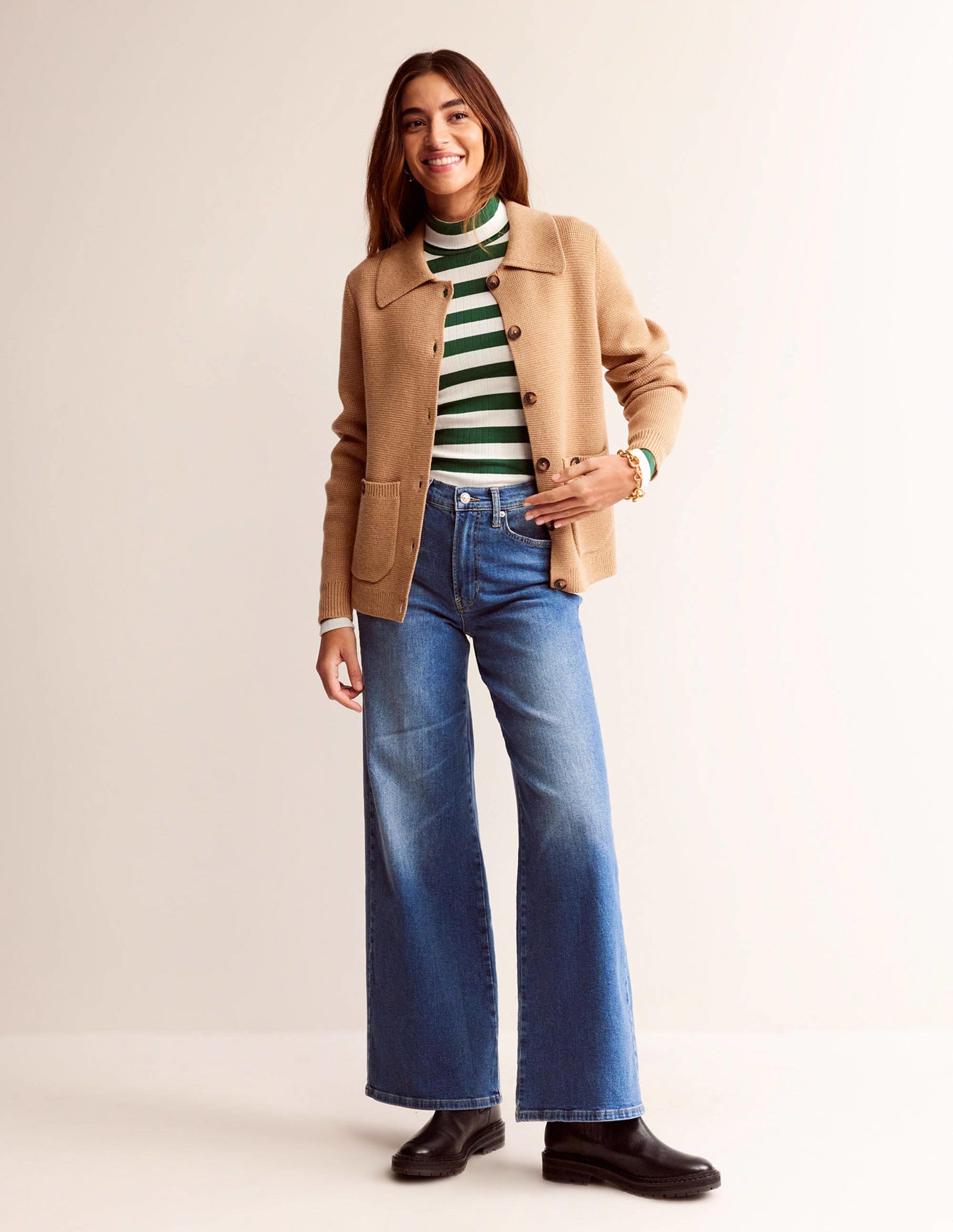 Gilet Emily en laine mélangée-Camel chiné - Image 4