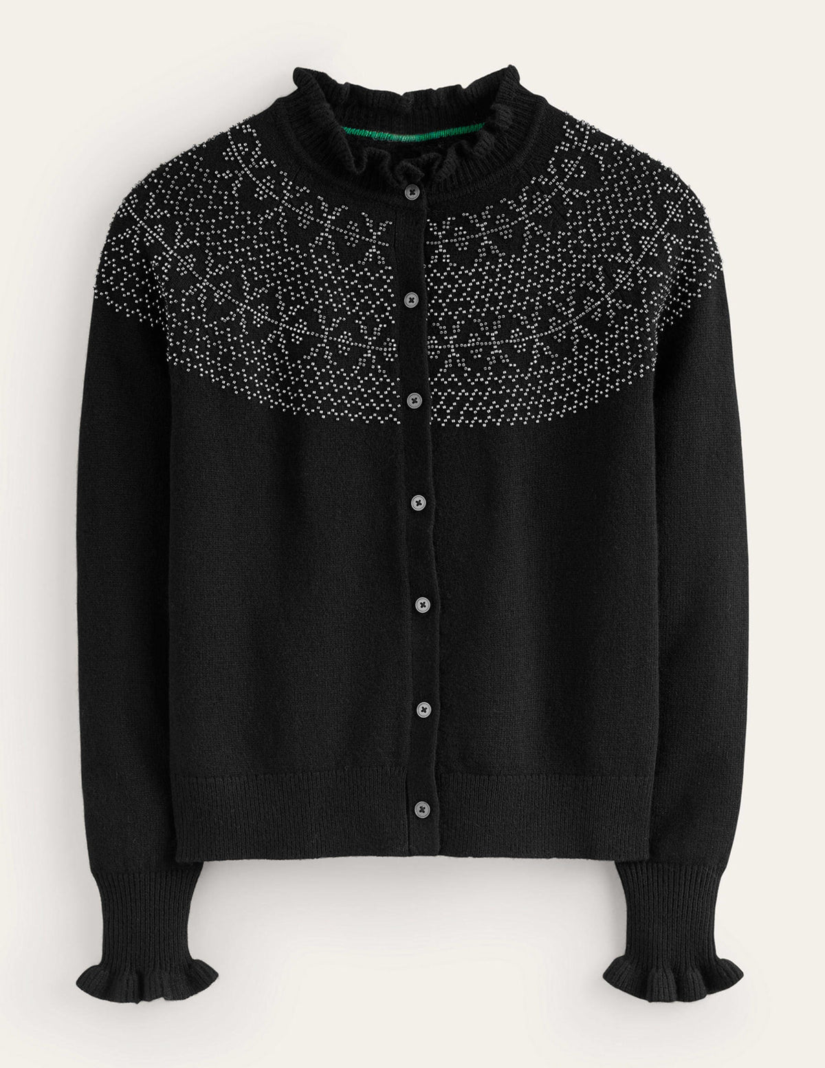 Verzierte Strickjacke mit Passe-Schwarz - Image 5