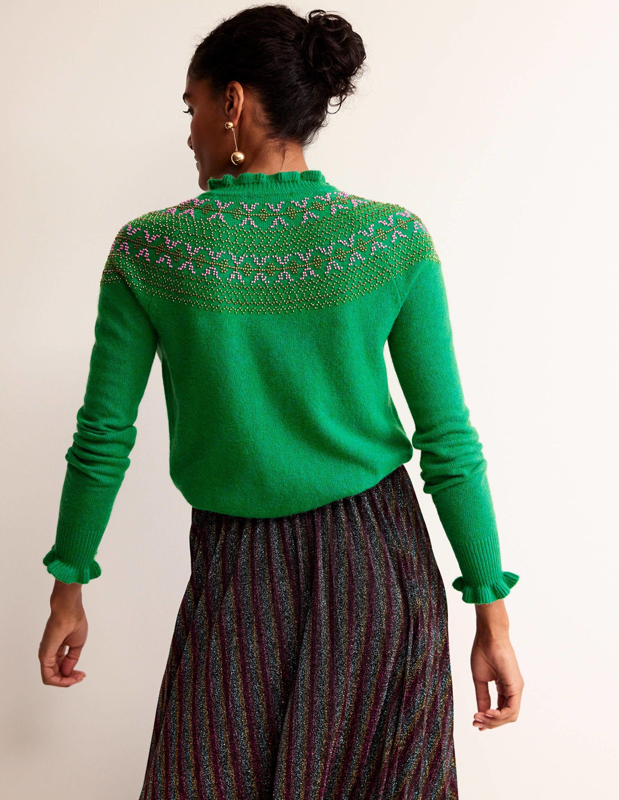 Gilet à empiècement ornementé-Vert viridien - Image 3