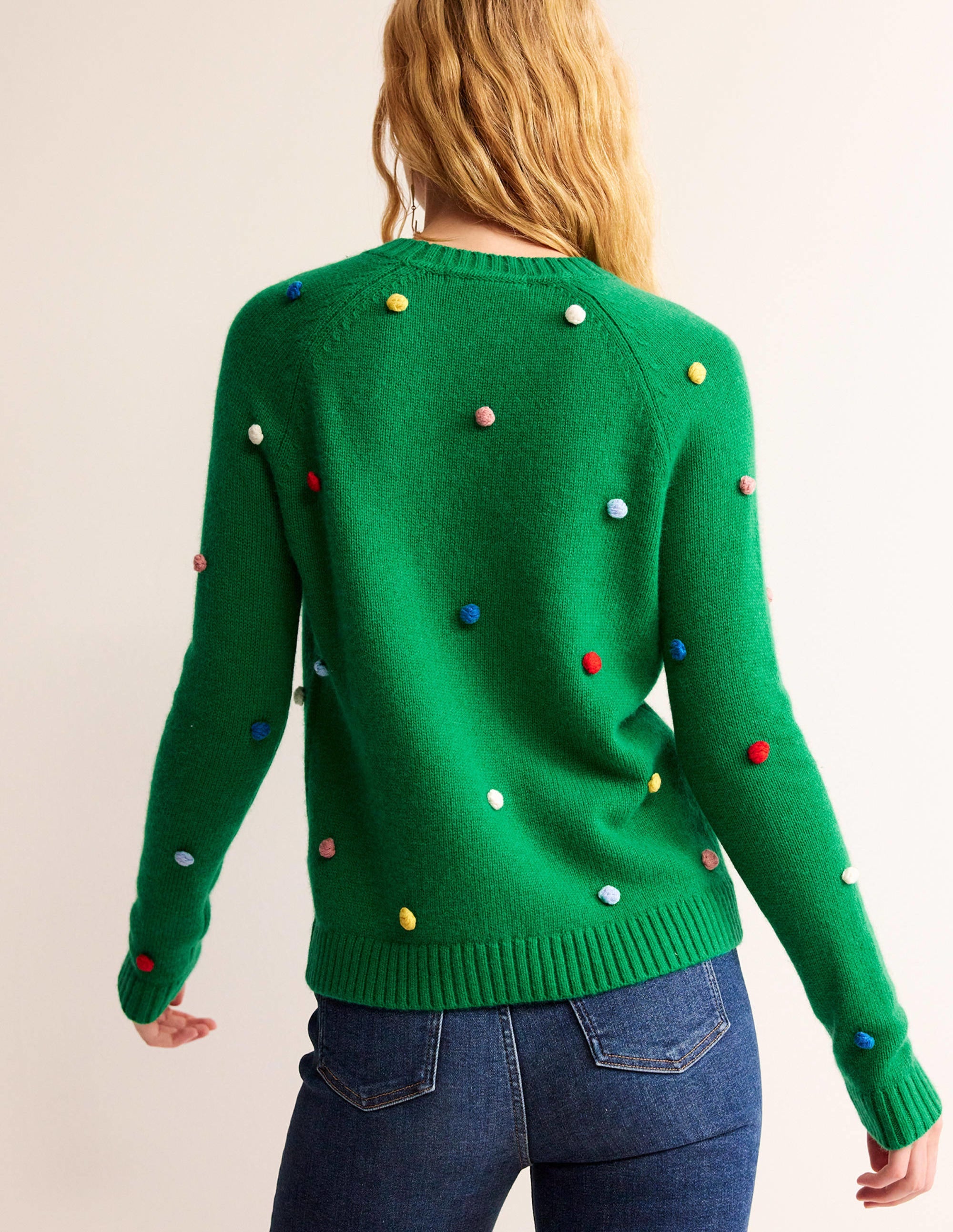 Pull de Noël à pompons-Vert viridien - Image 3