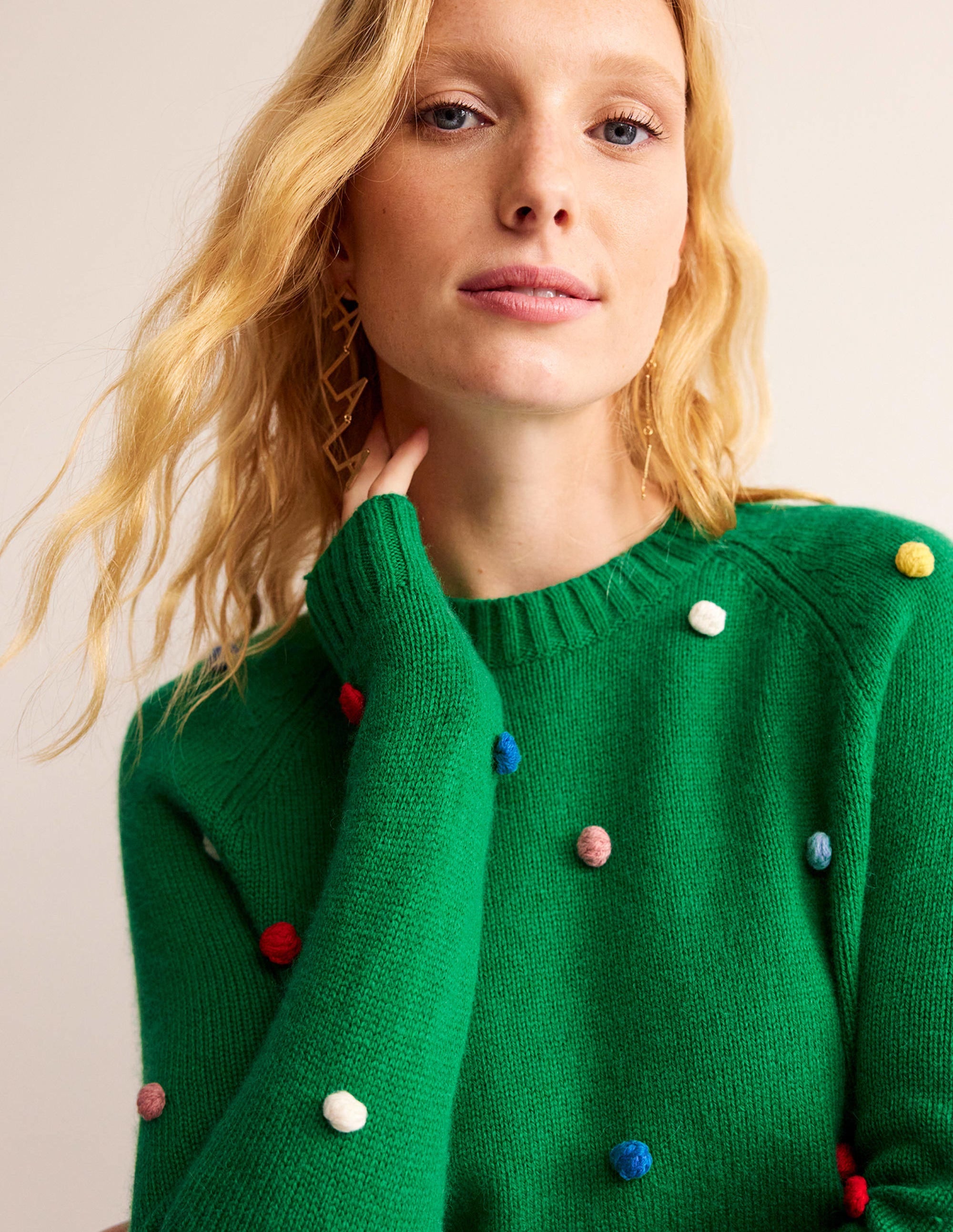 Pull de Noël à pompons-Vert viridien - Image 4