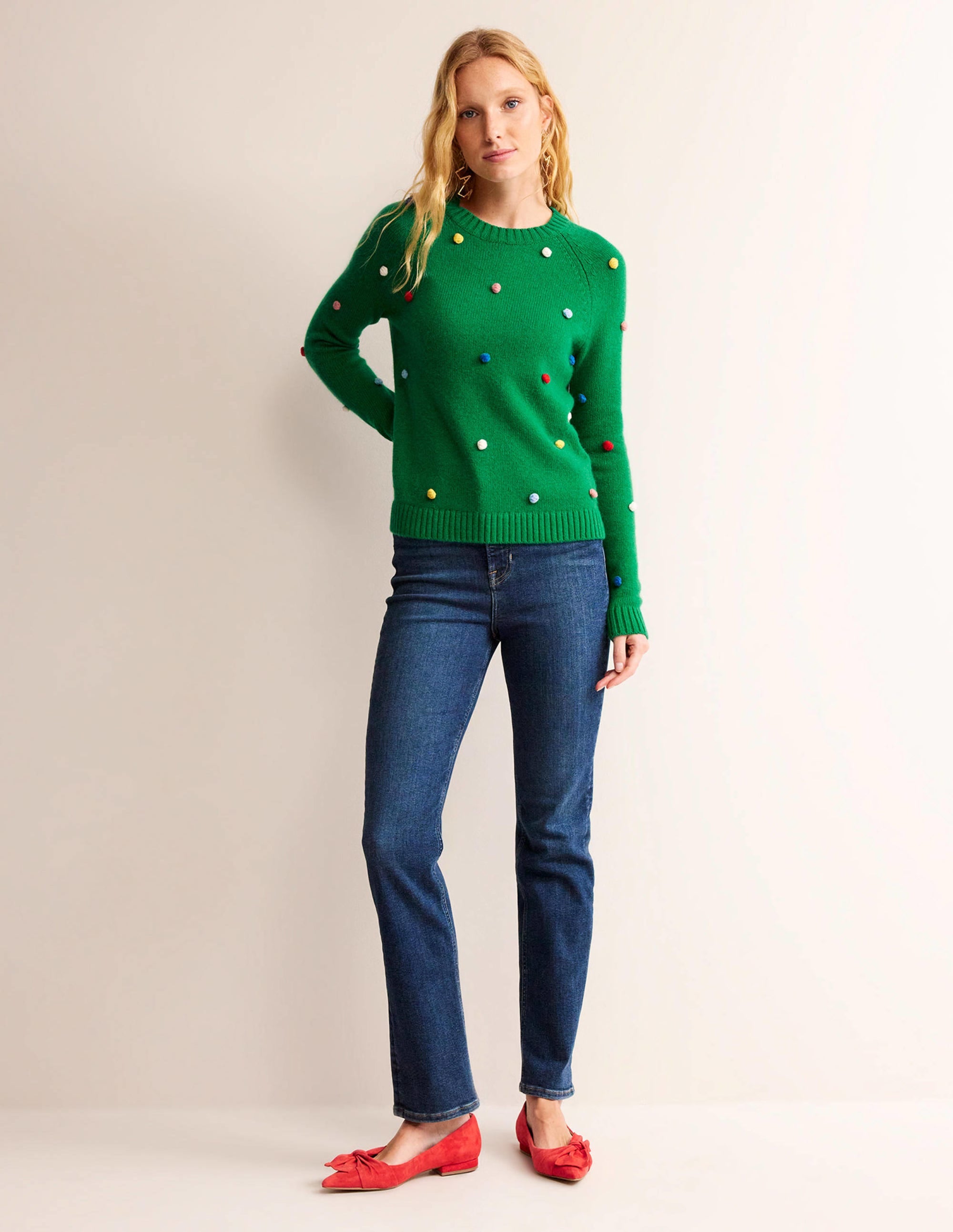 Pull de Noël à pompons-Vert viridien - Image 5
