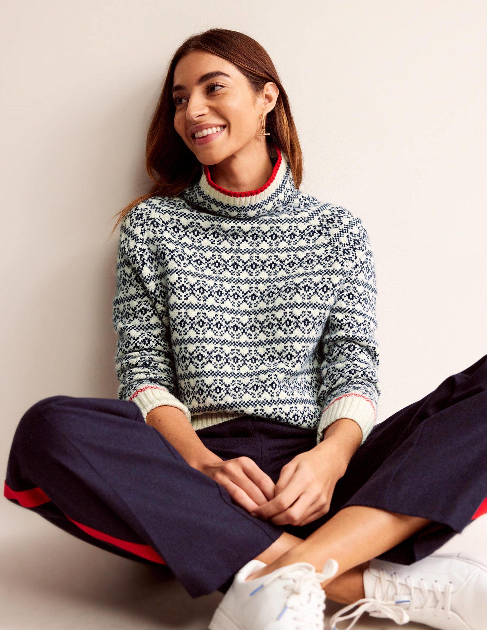 Breiter Fair-Isle-Pullover-Marineblau und warmes Naturweiß Fair-Isle-4