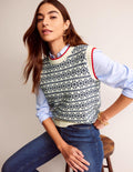 Eleanor Fair Isle Tank-Warm Ivory