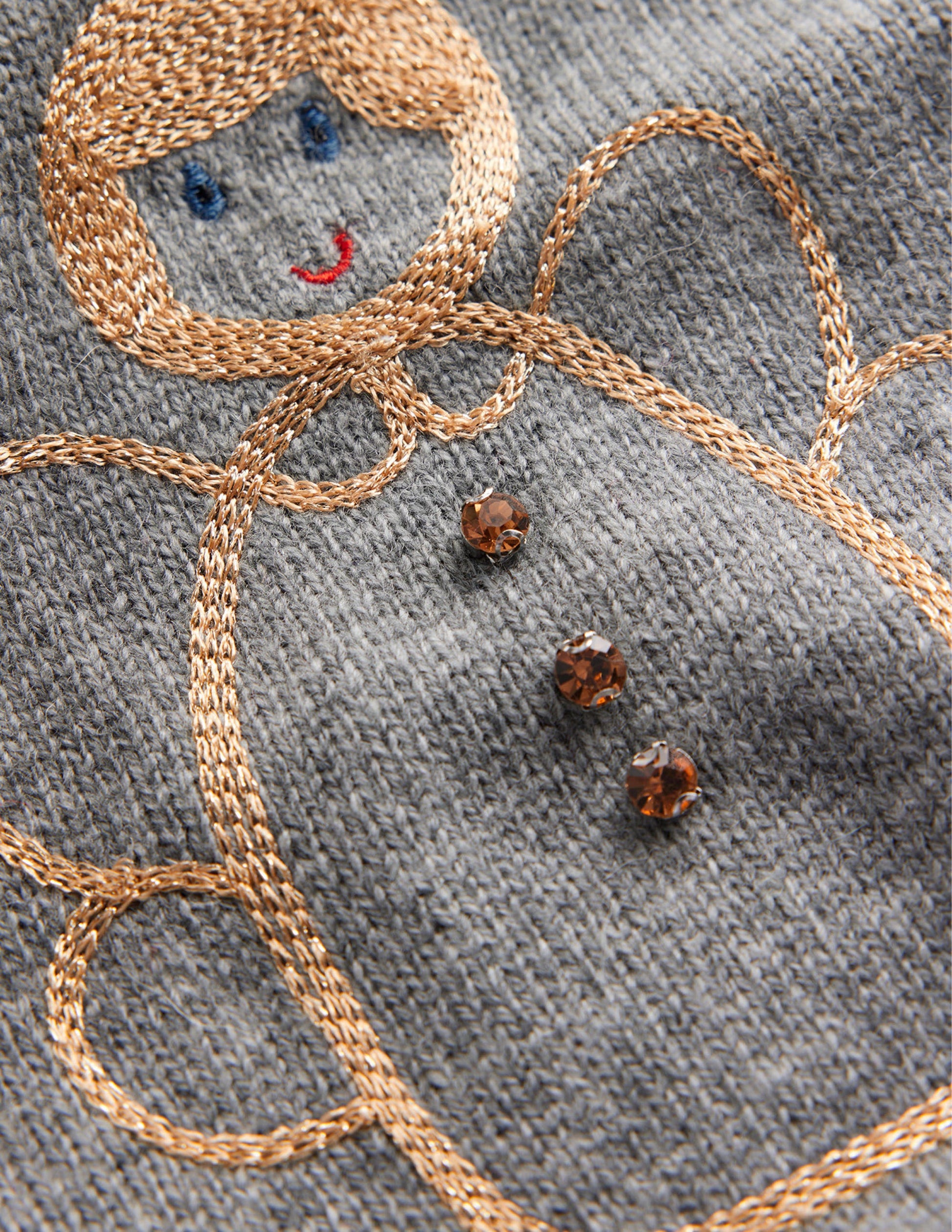Festlicher Pullover mit Stickerei-Grau Meliert, Engel-6