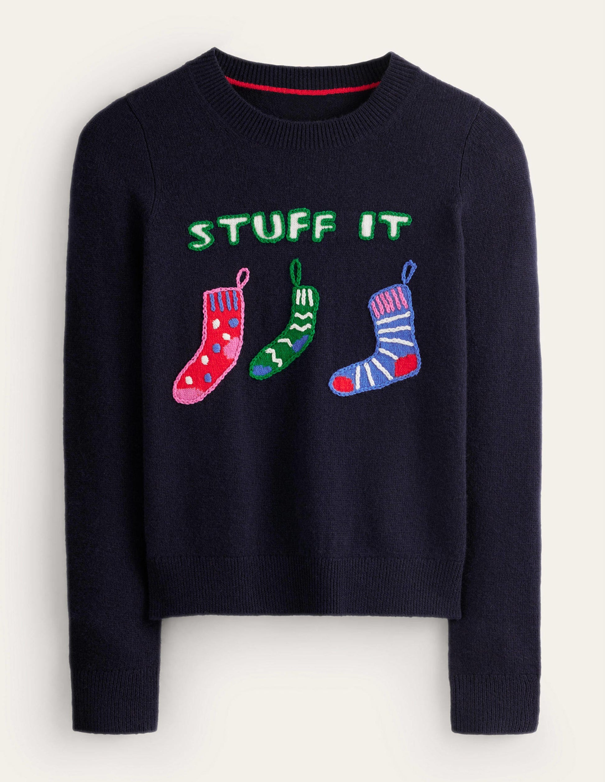 Festlicher Pullover mit Stickerei-Marineblau, Stuff It-5