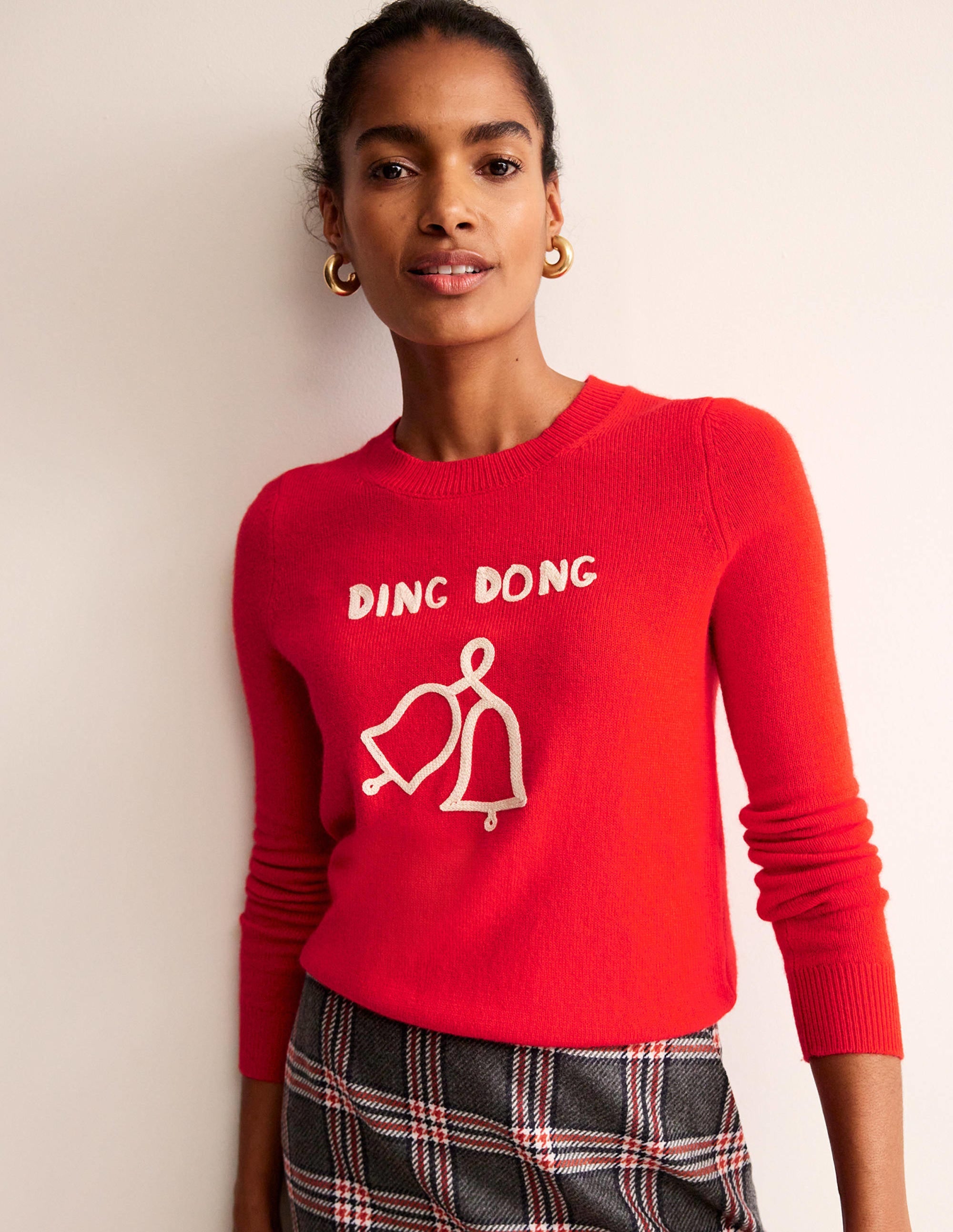 Festlicher Pullover mit Stickerei-Leuchtendes Rot, Ding Dong - Image 1