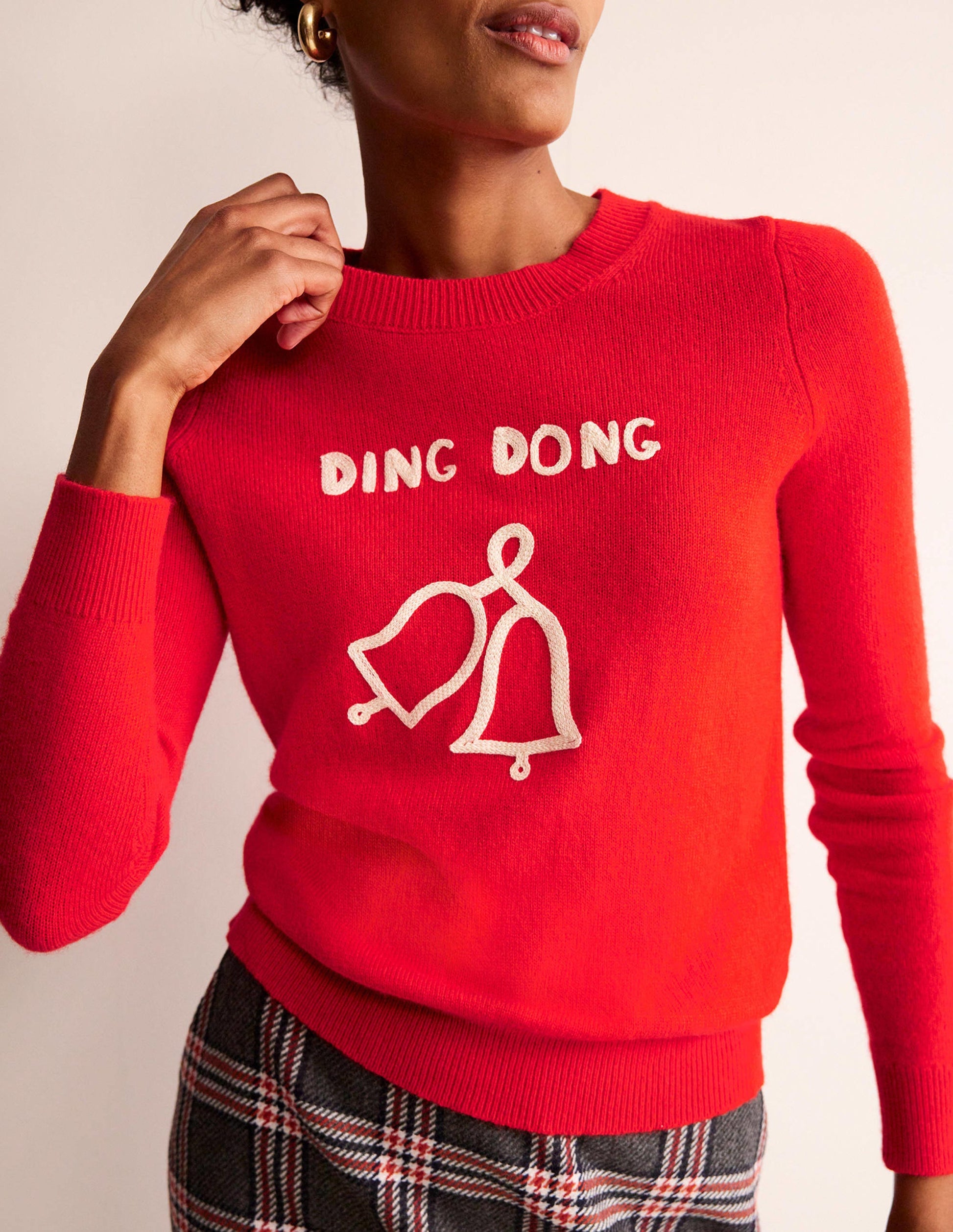 Festlicher Pullover mit Stickerei-Leuchtendes Rot, Ding Dong-2