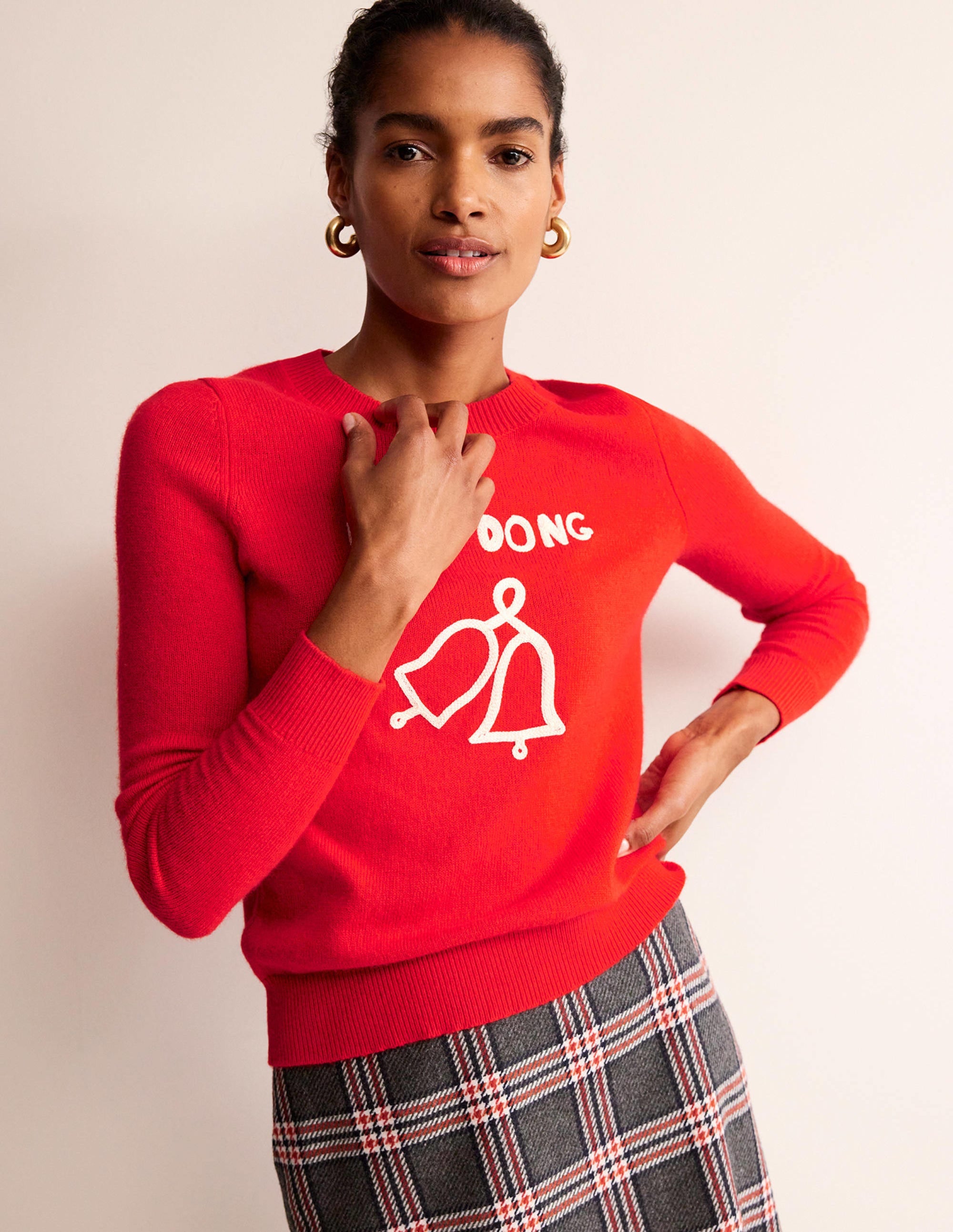 Festlicher Pullover mit Stickerei-Leuchtendes Rot, Ding Dong - Image 4