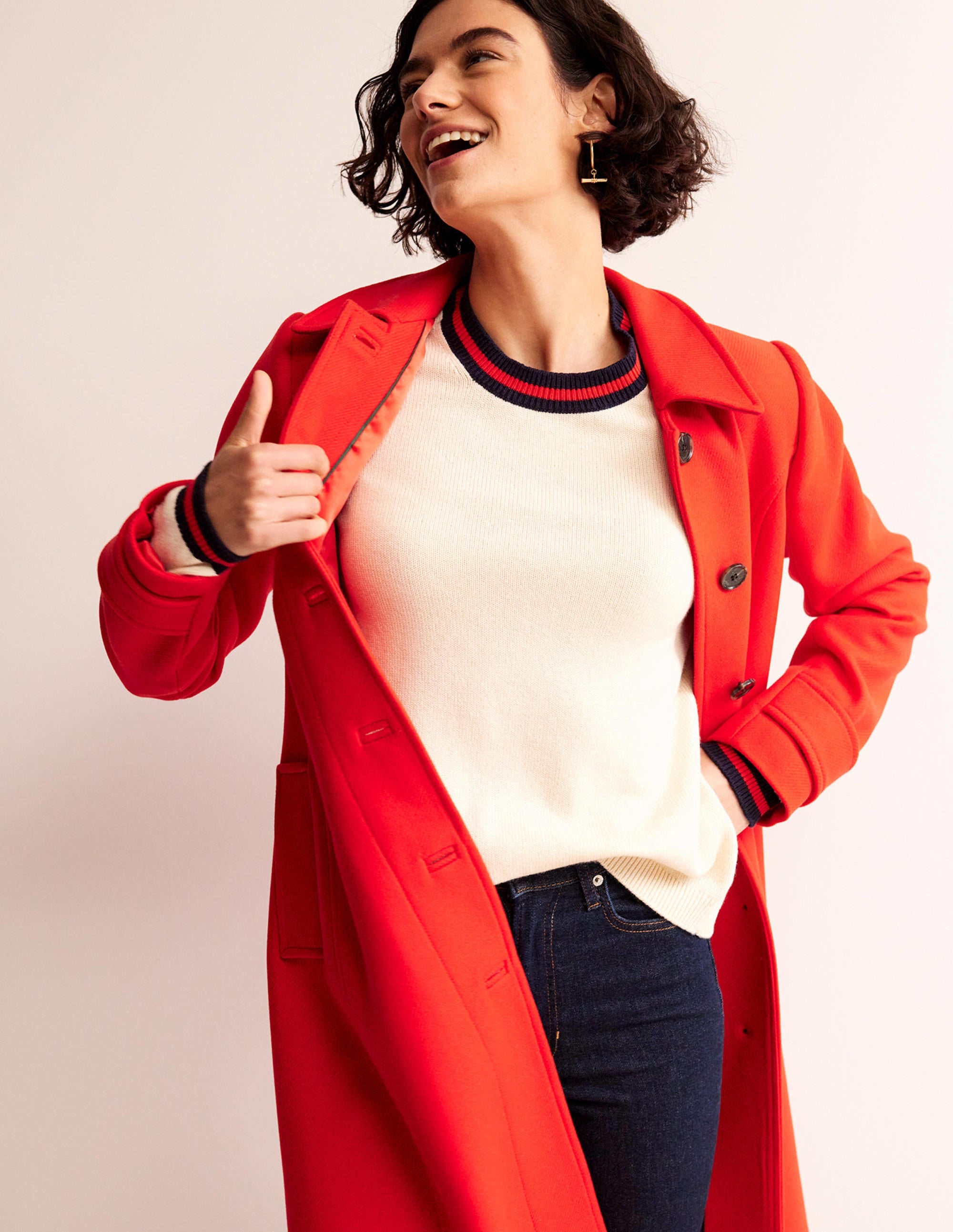 Cecily Pullover mit Knöpfen am Rücken-Warmes Naturweiß, Markenstreifen - Image 1