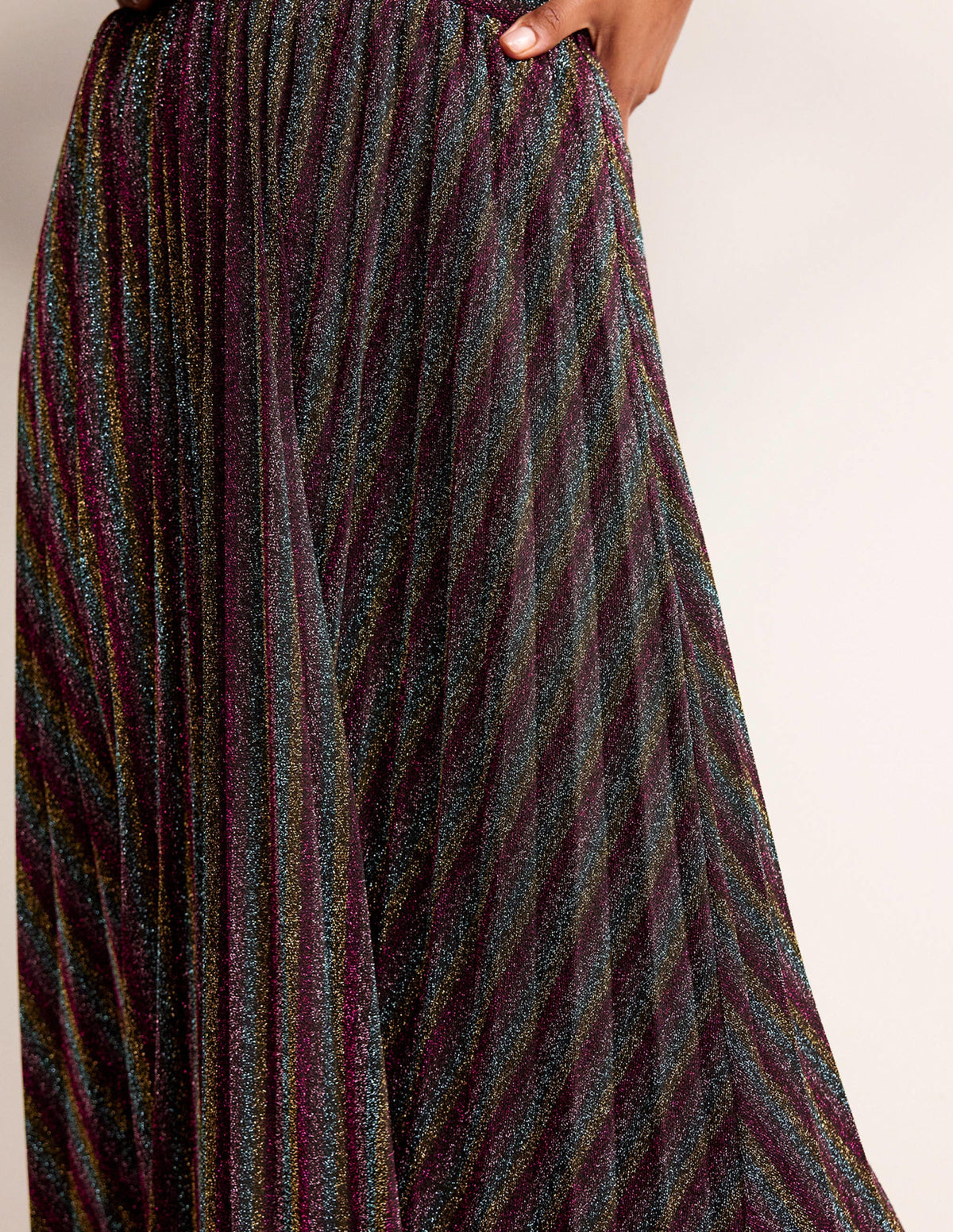 Metallic-Faltenrock aus Jersey-Bunt Gestreift - Image 2