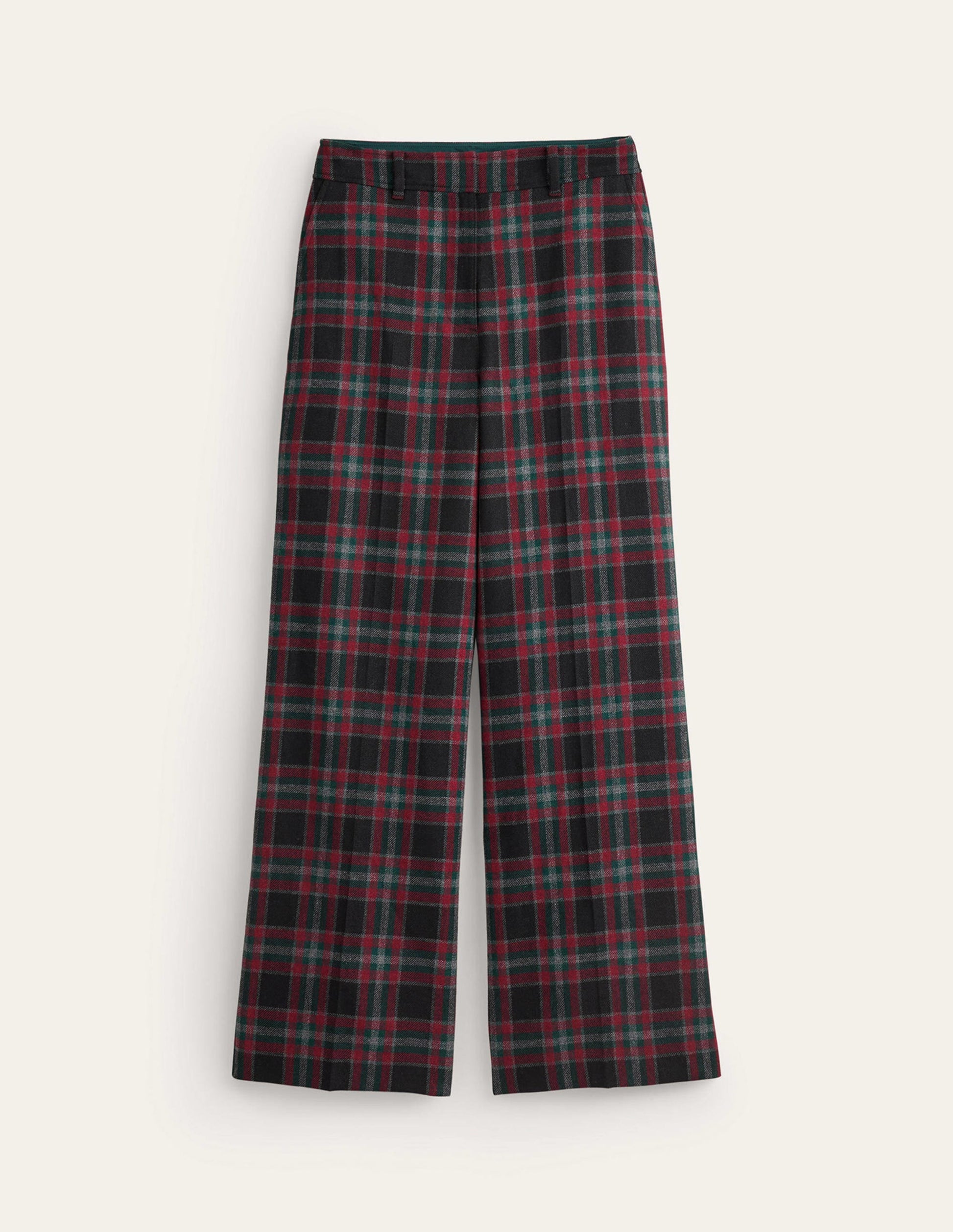 Westbourne Hose aus Wollmischung-Grün und braun kariert-5