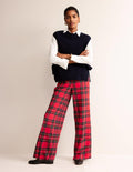 Pantalon Westbourne en laine mélangée-Carreaux écossais rouges