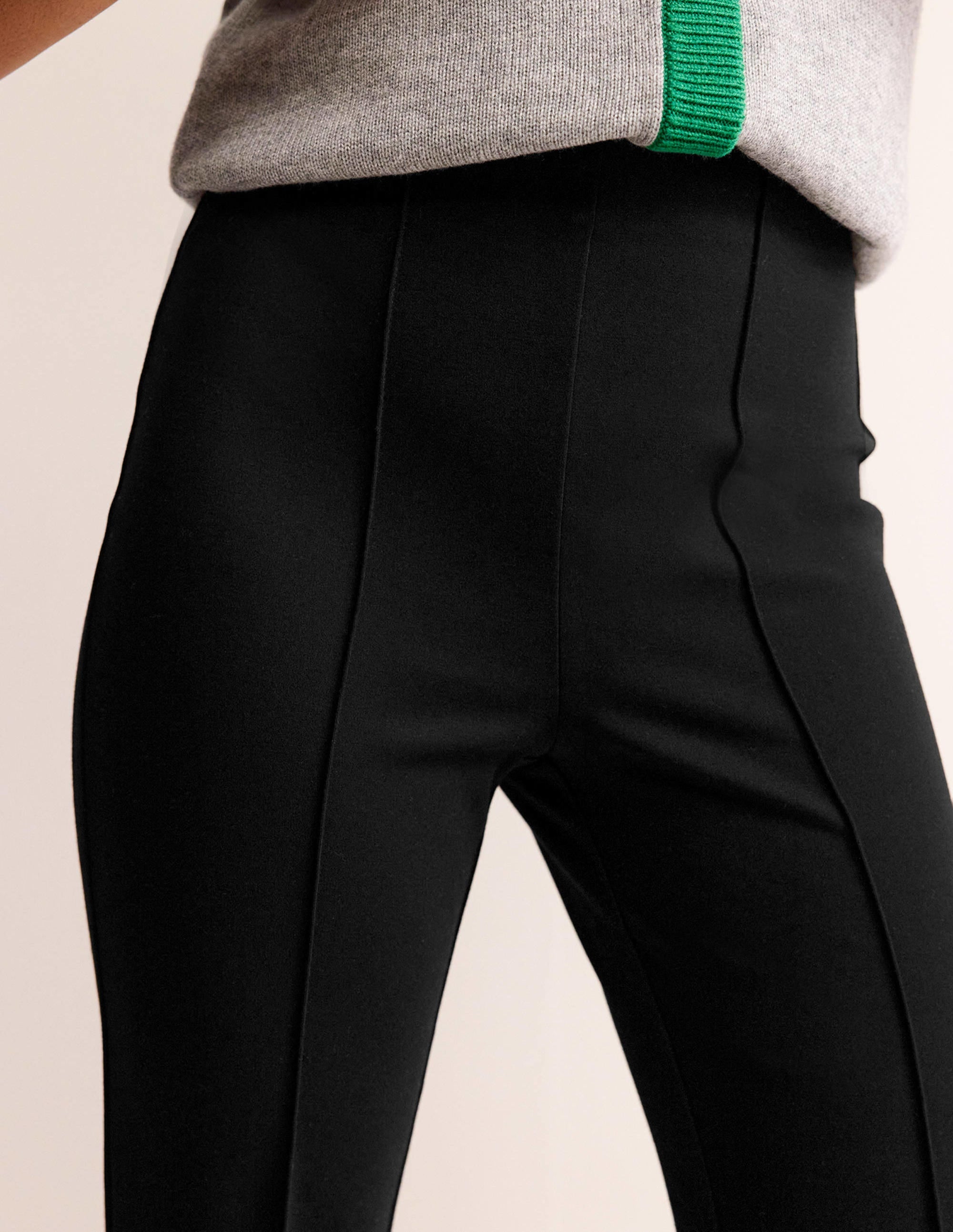 Pantalon évasé à enfiler en point de Rome-Noir - Image 2